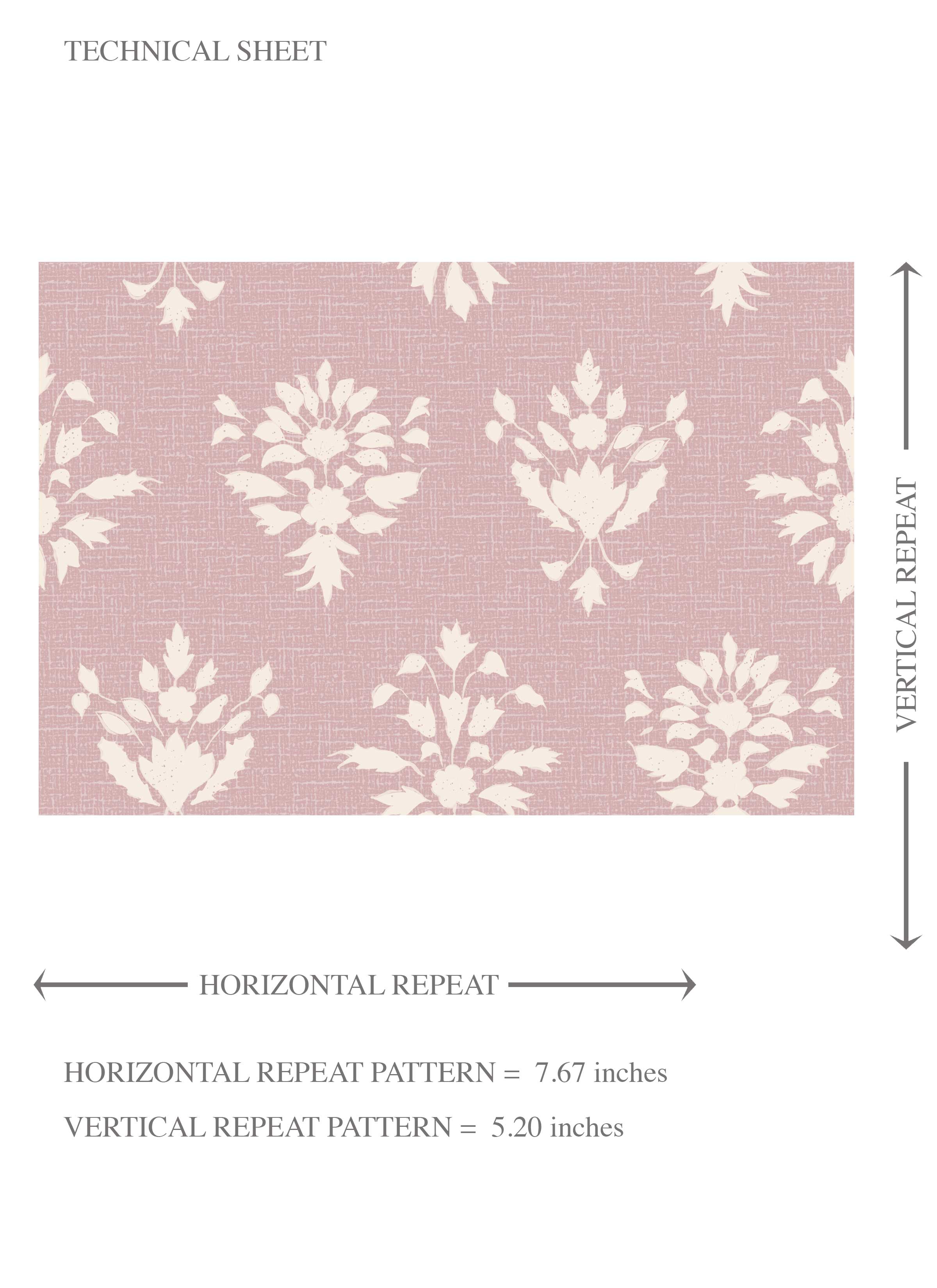 Floral Block Print Kids Room Wallpaper (Blush Pink/ Off-White)