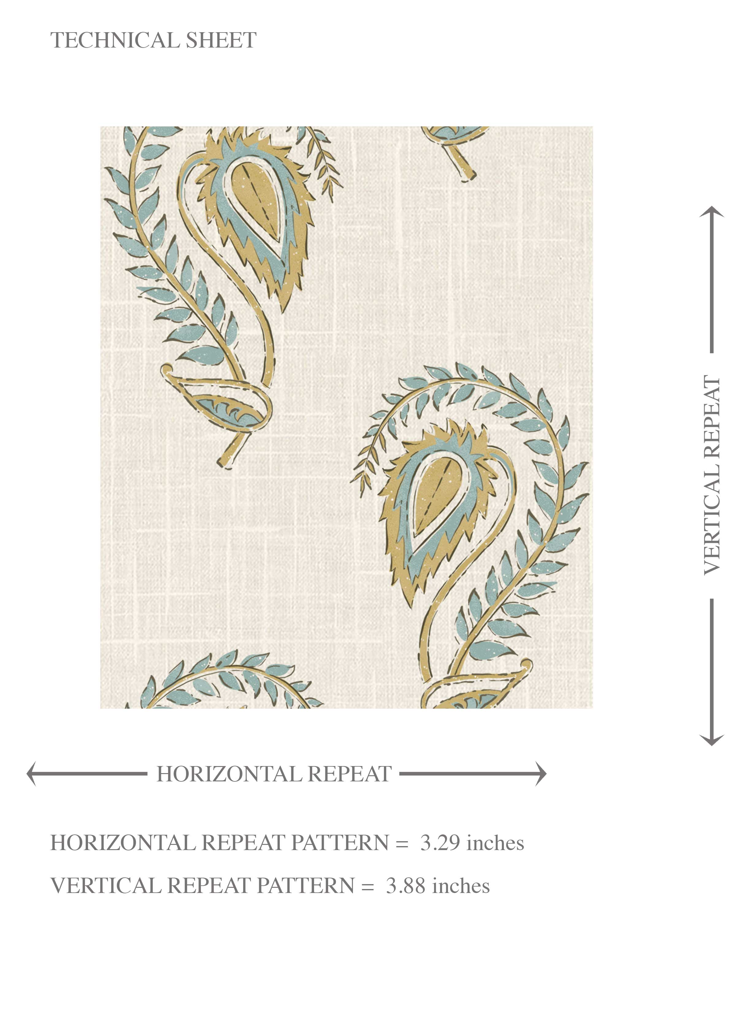 Floral Paisley Kids Room Wallpaper Sample (Duck Egg Blue/ Yellow)