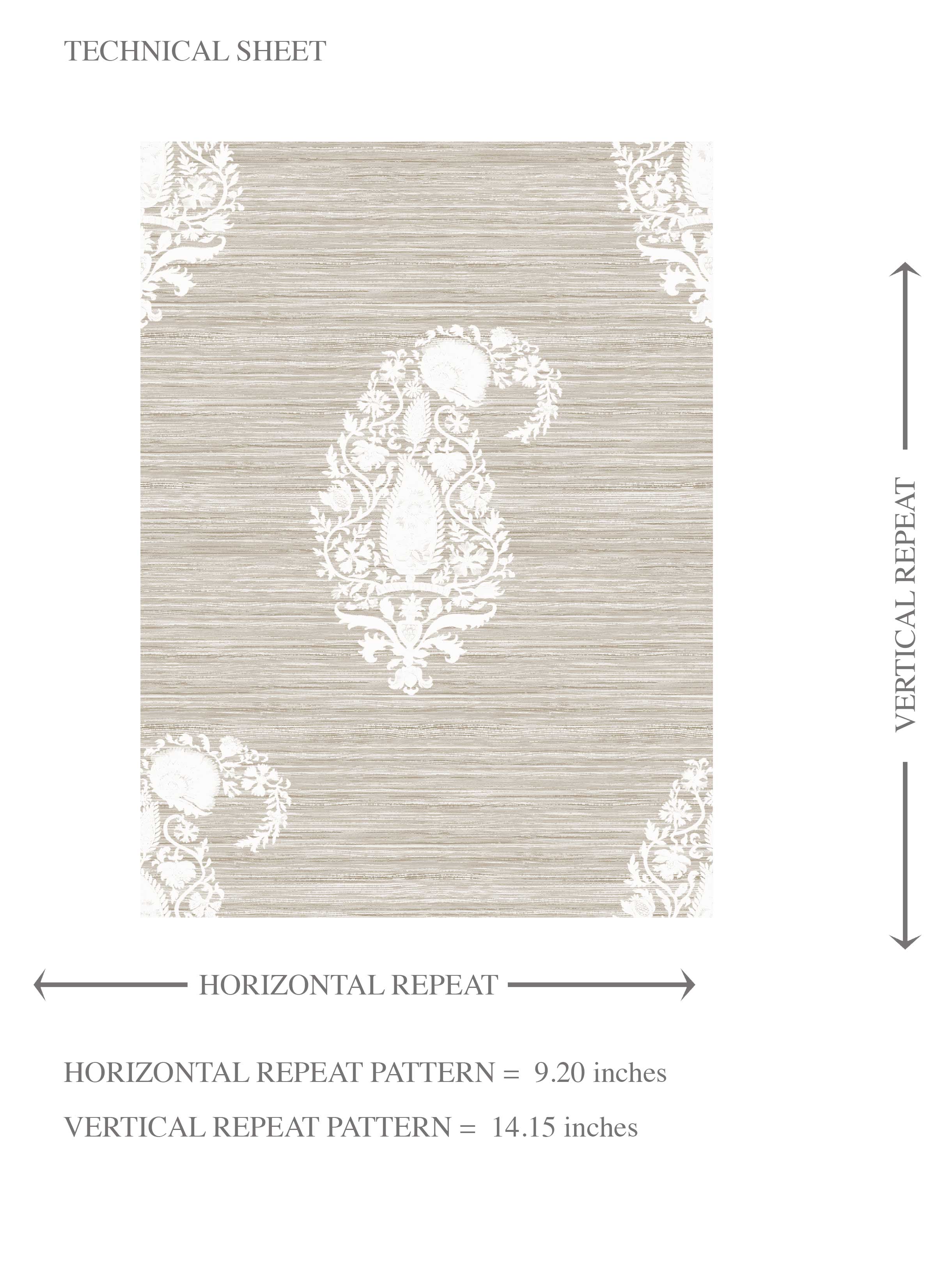 Neutral Paisley Floral Kids Room Wallpaper Sample (Beige/ Warm Gray/ Taupe/ White)