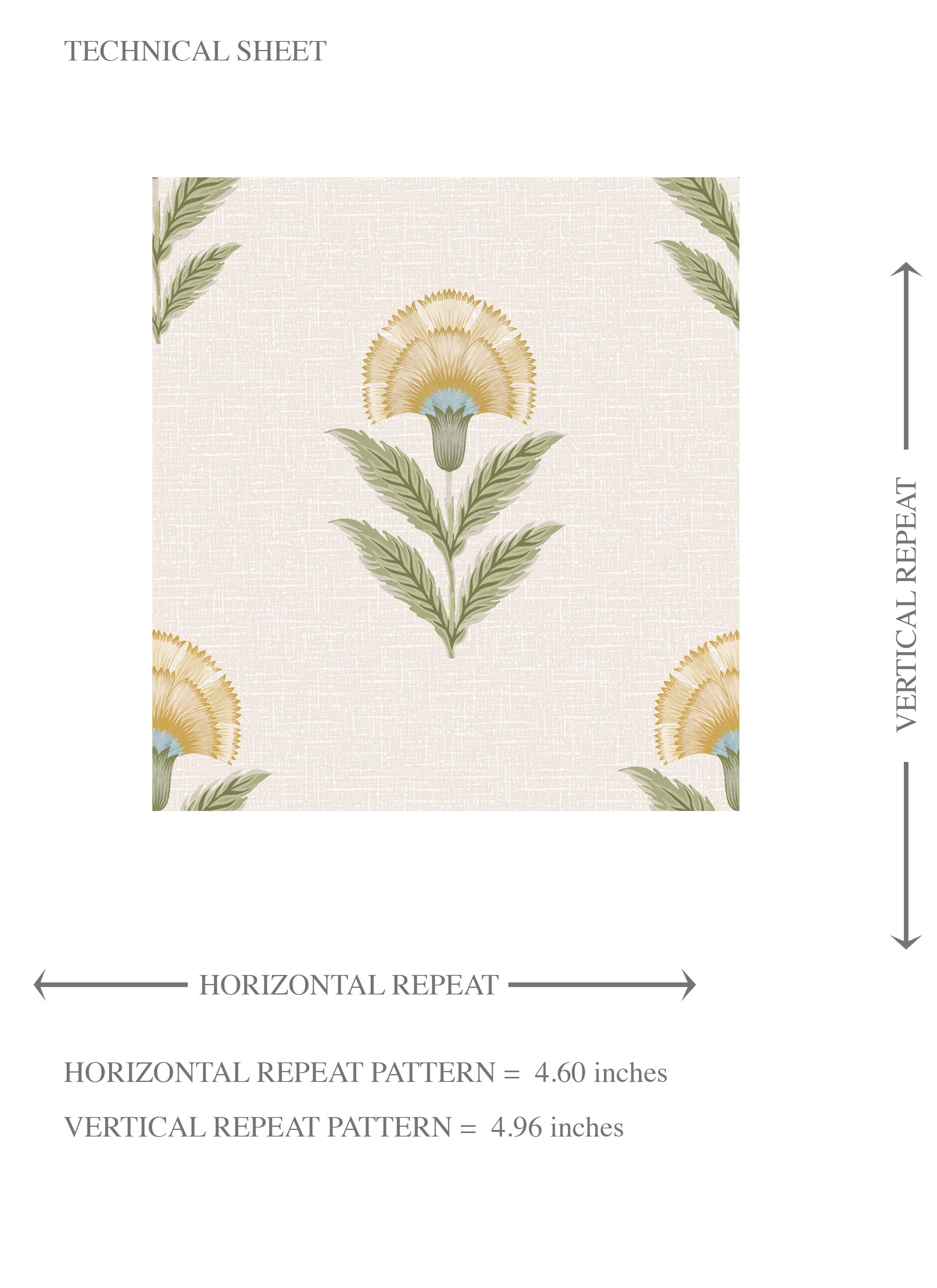 Floral Block Print Kids Room Wallpaper (Pale Yellow/ Green)