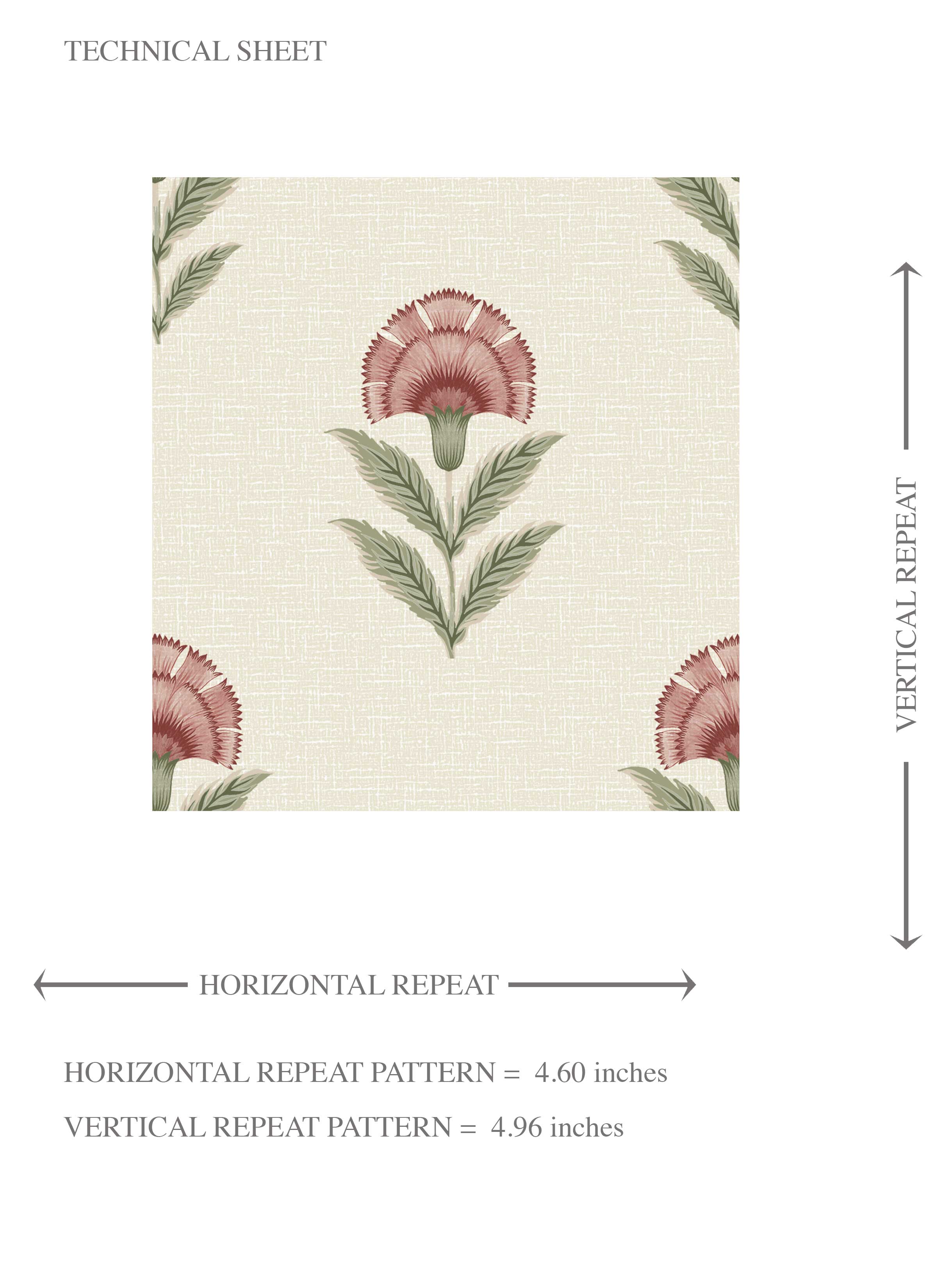 Floral Block Print Kids Room Wallpaper Sample (Red/ Green)