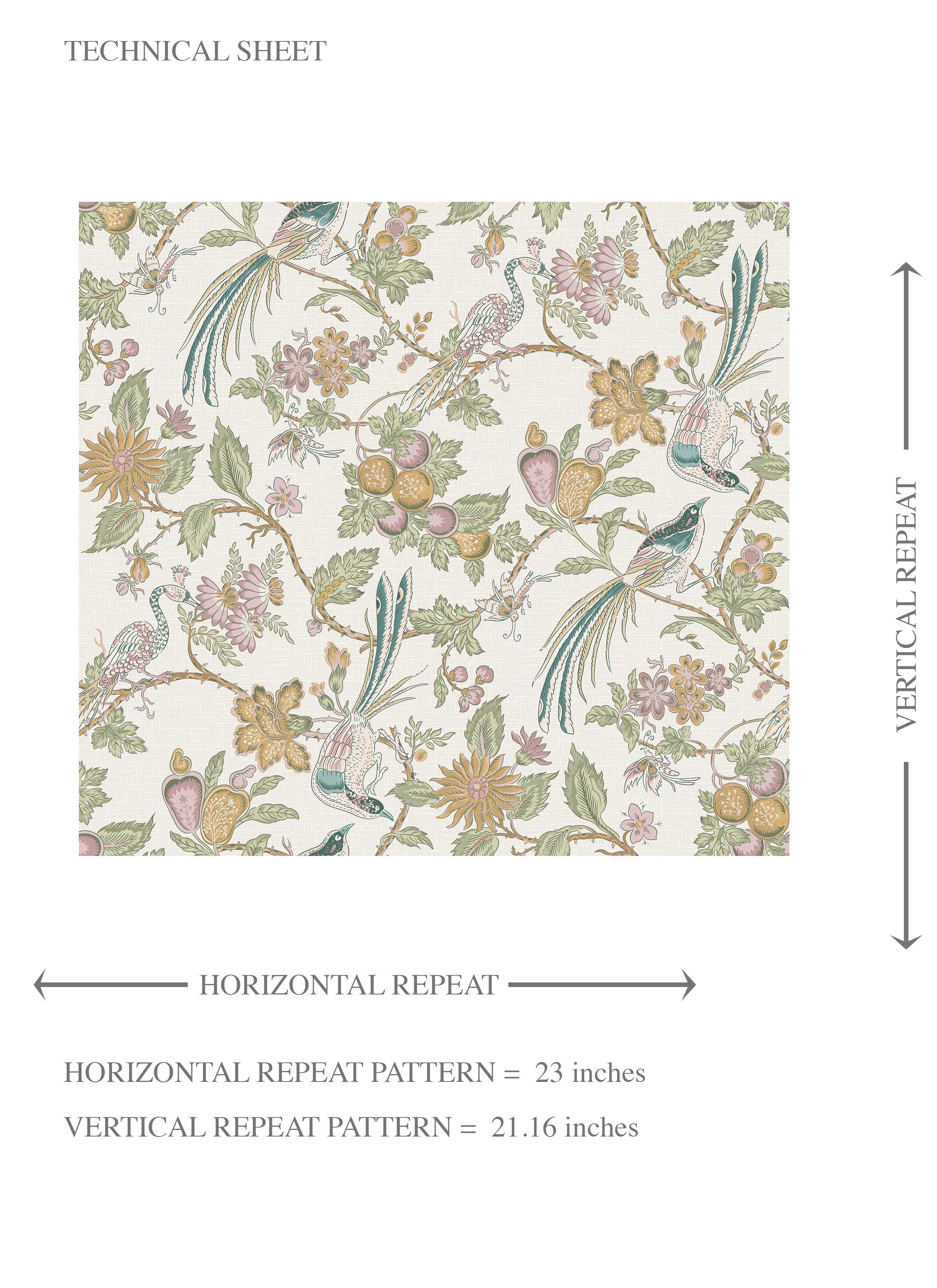 Floral/ Birds Print Kids Room Wallpaper Sample (Pink/ Yellow/ Green/ Blue)
