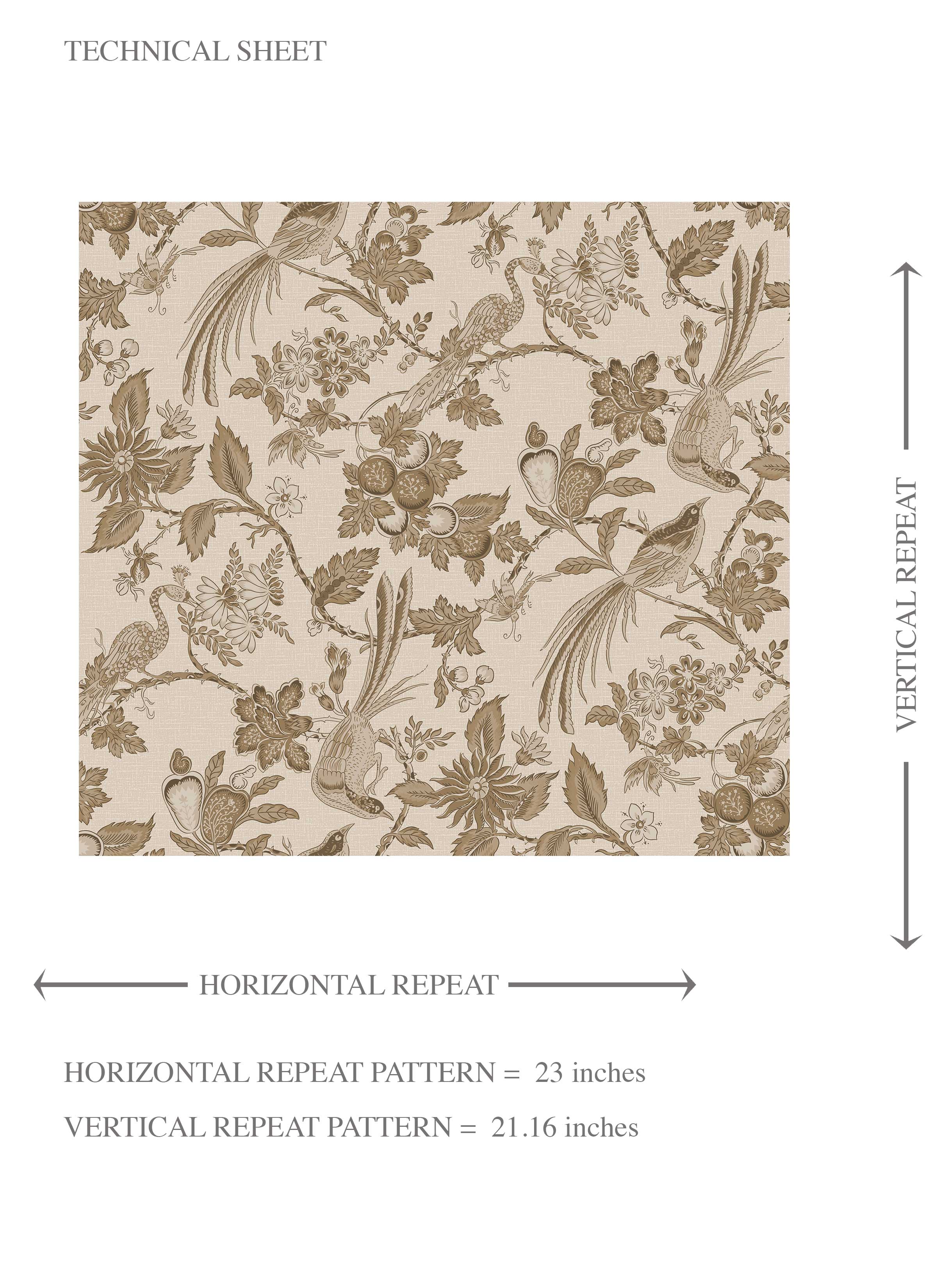 Neutral Floral/ Birds Print Kids Room Wallpaper Sample (Brown/ Beige/ Taupe)