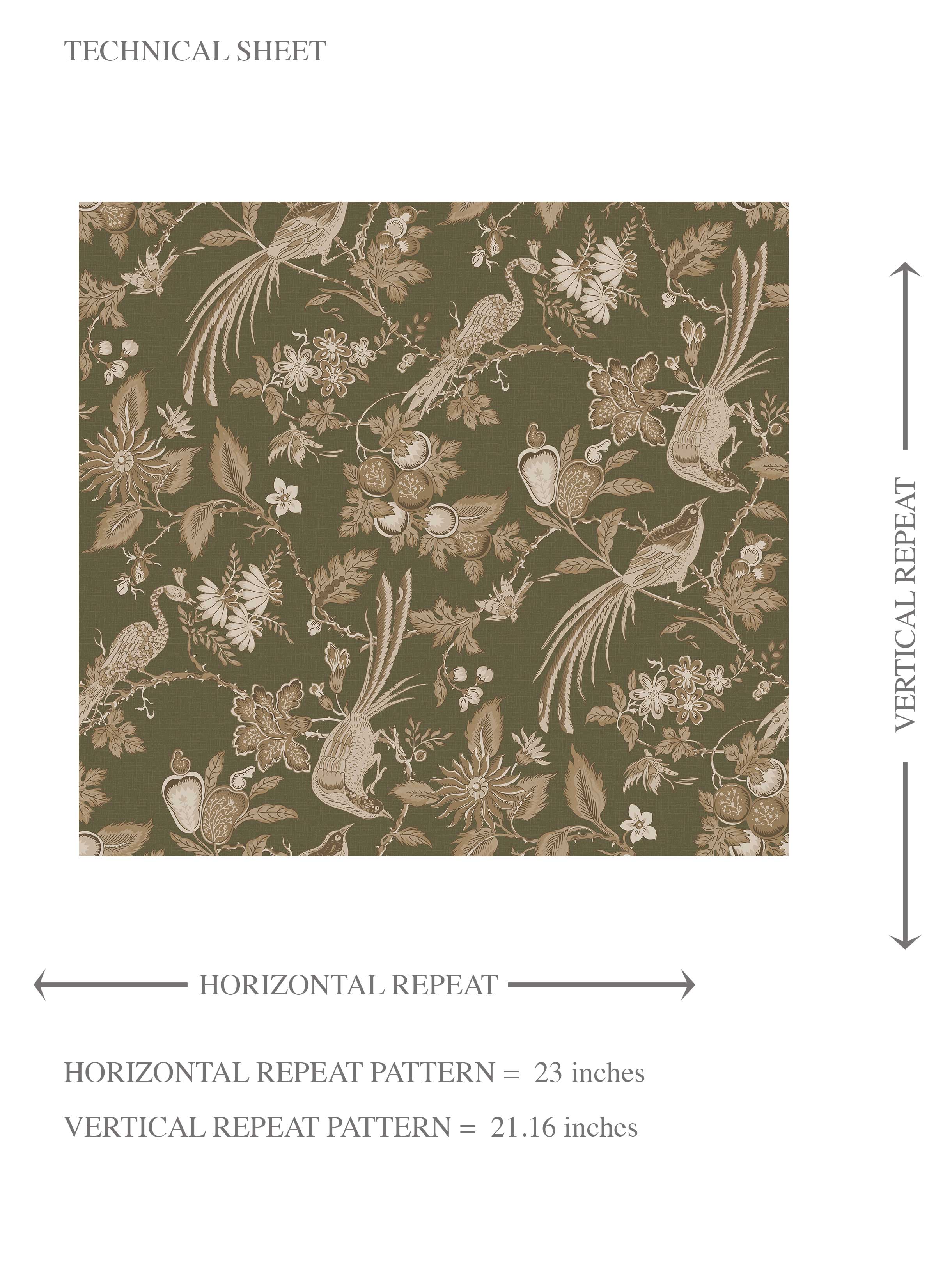 Floral/ Birds Print Kids Room Wallpaper Sample (Olive Green/ Beige)