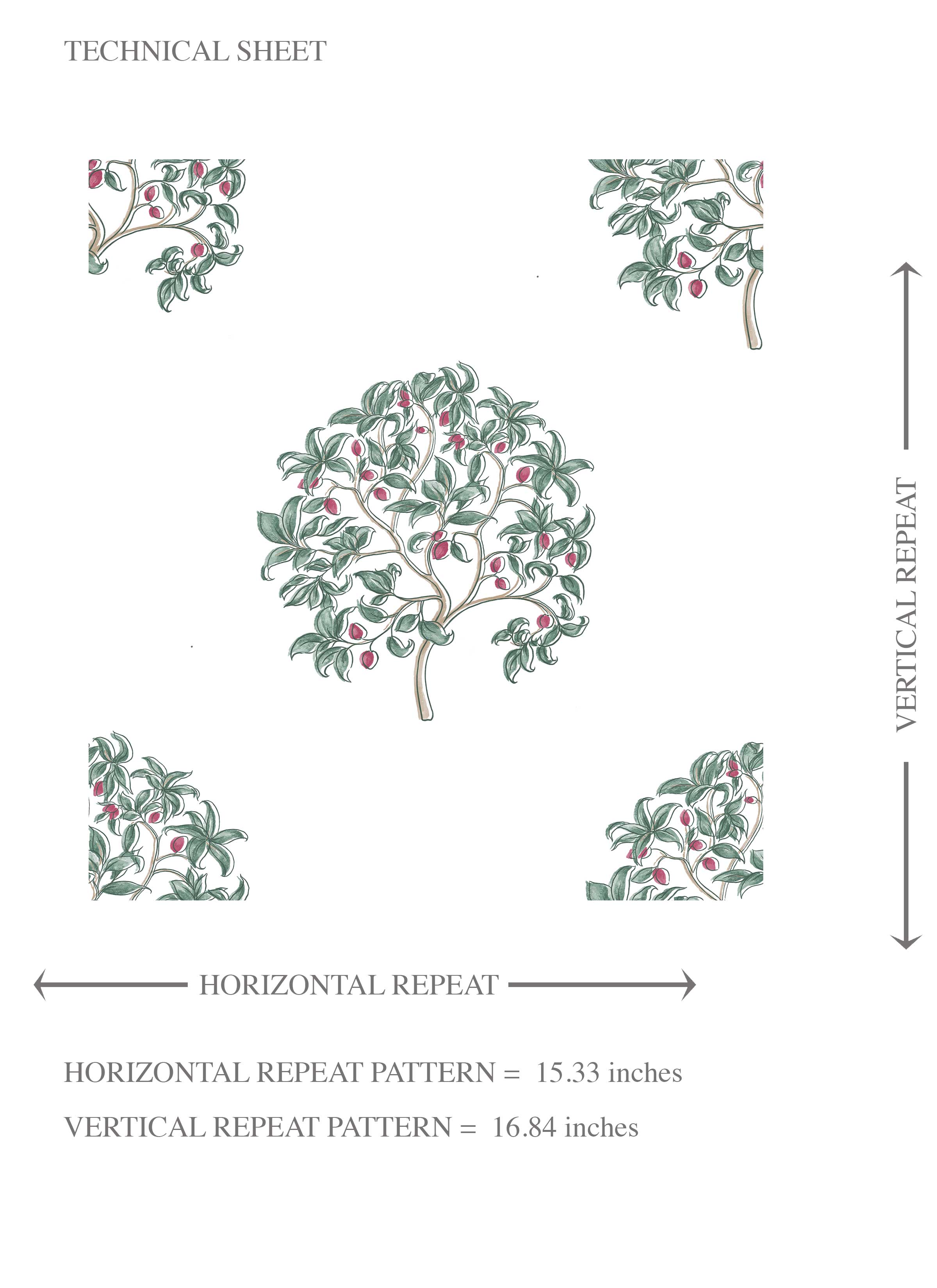 Floral Block Print Kids Room Wallpaper Sample (Green/ Pink)