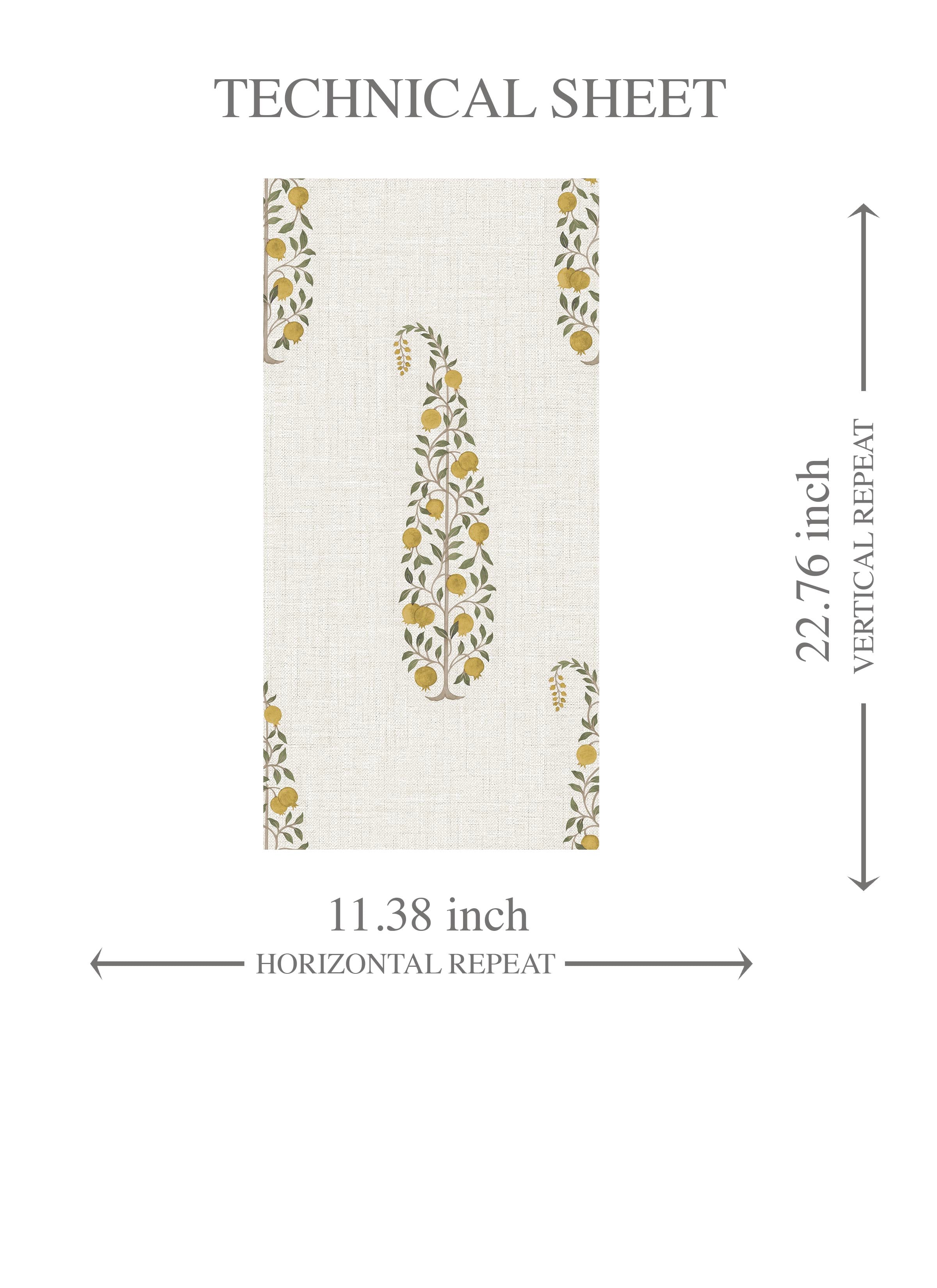 Ethnic/ Vintage-Inspired Floral Paisley Kids Room Wallpaper Sample (Yellow/ Green/ Off-White)