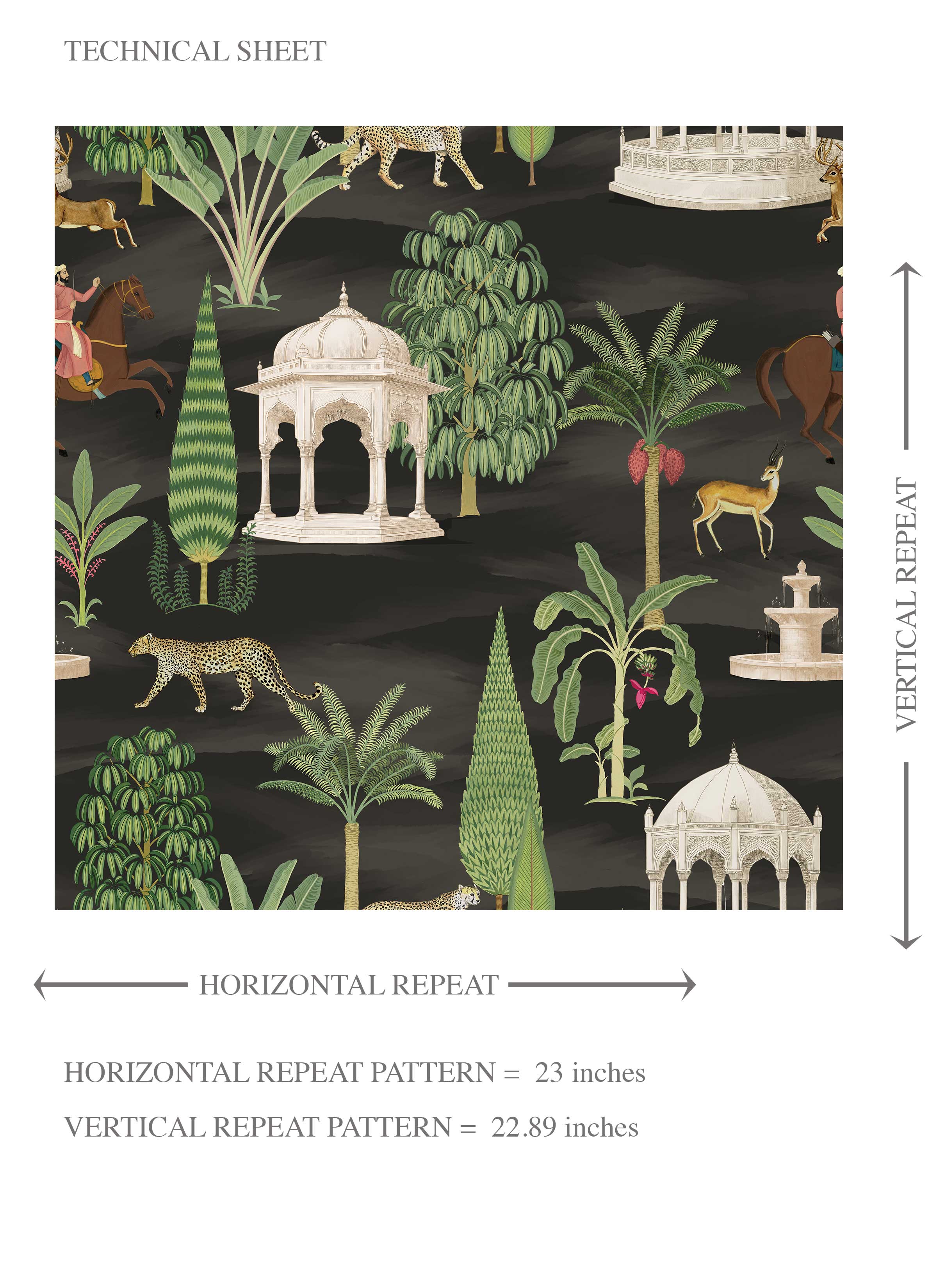 Vintage Heritage/ Ethnic Chinoiserie Kids Room Wallpaper Sample (Black/ Brown/ White/ Red)