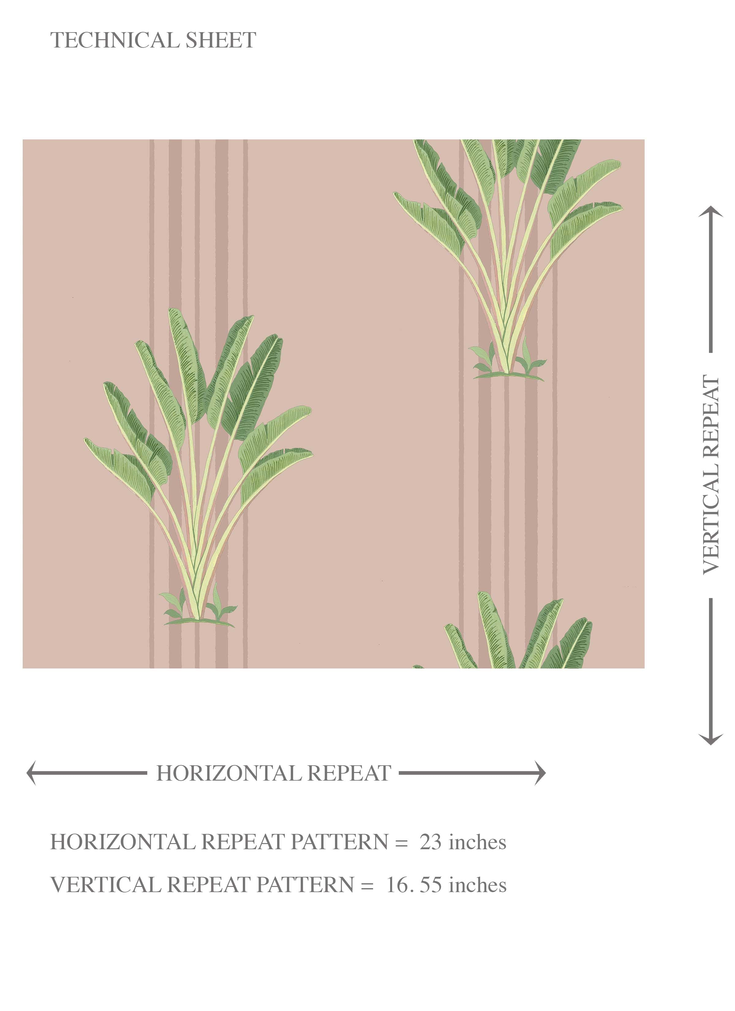 Botanical/ Floral Block Print Kids Room Wallpaper (Pink/ Green)