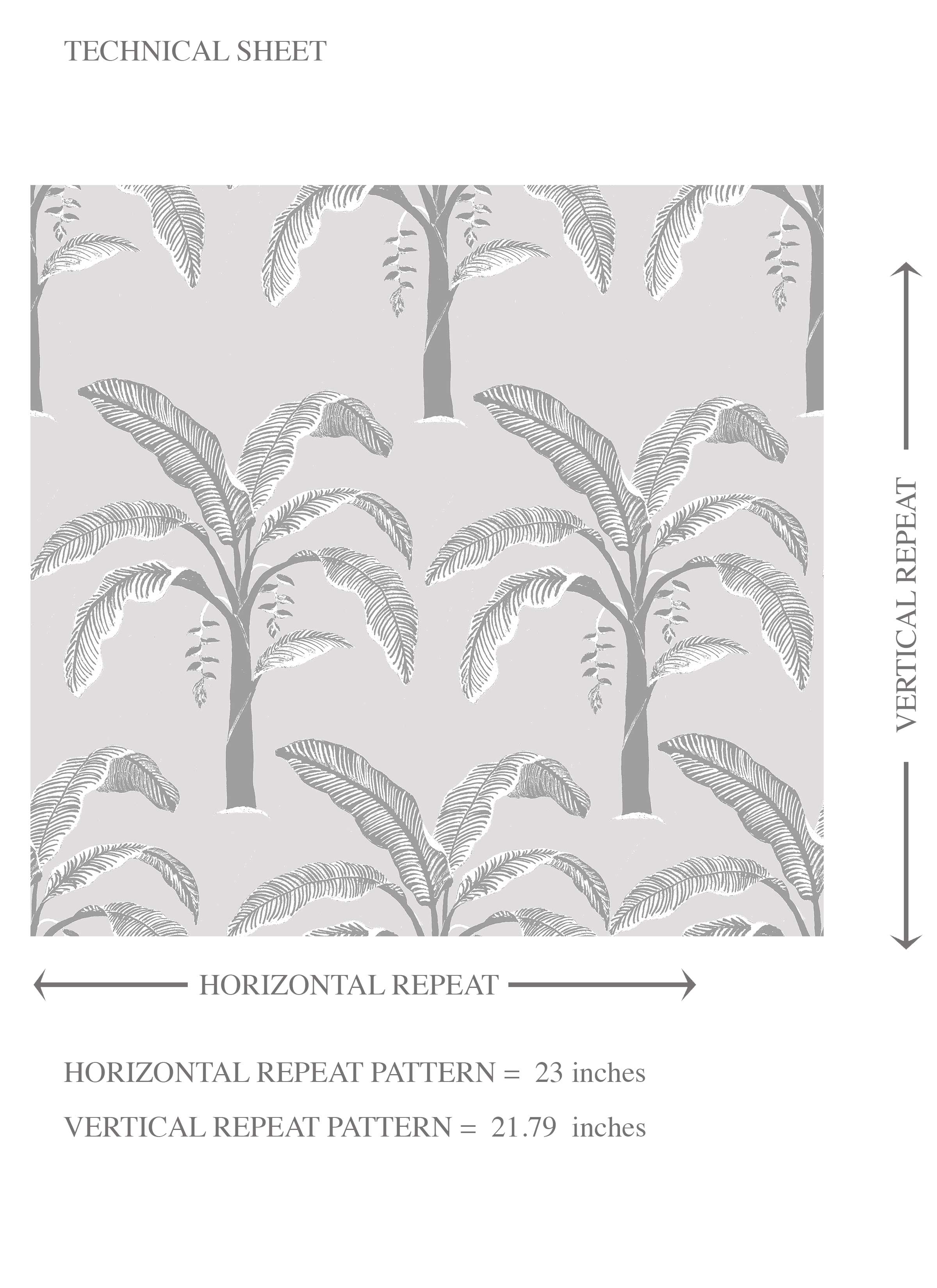 Floral/ Botanical Palm Trees Patterned Kids Room Wallpaper Sample (Gray)