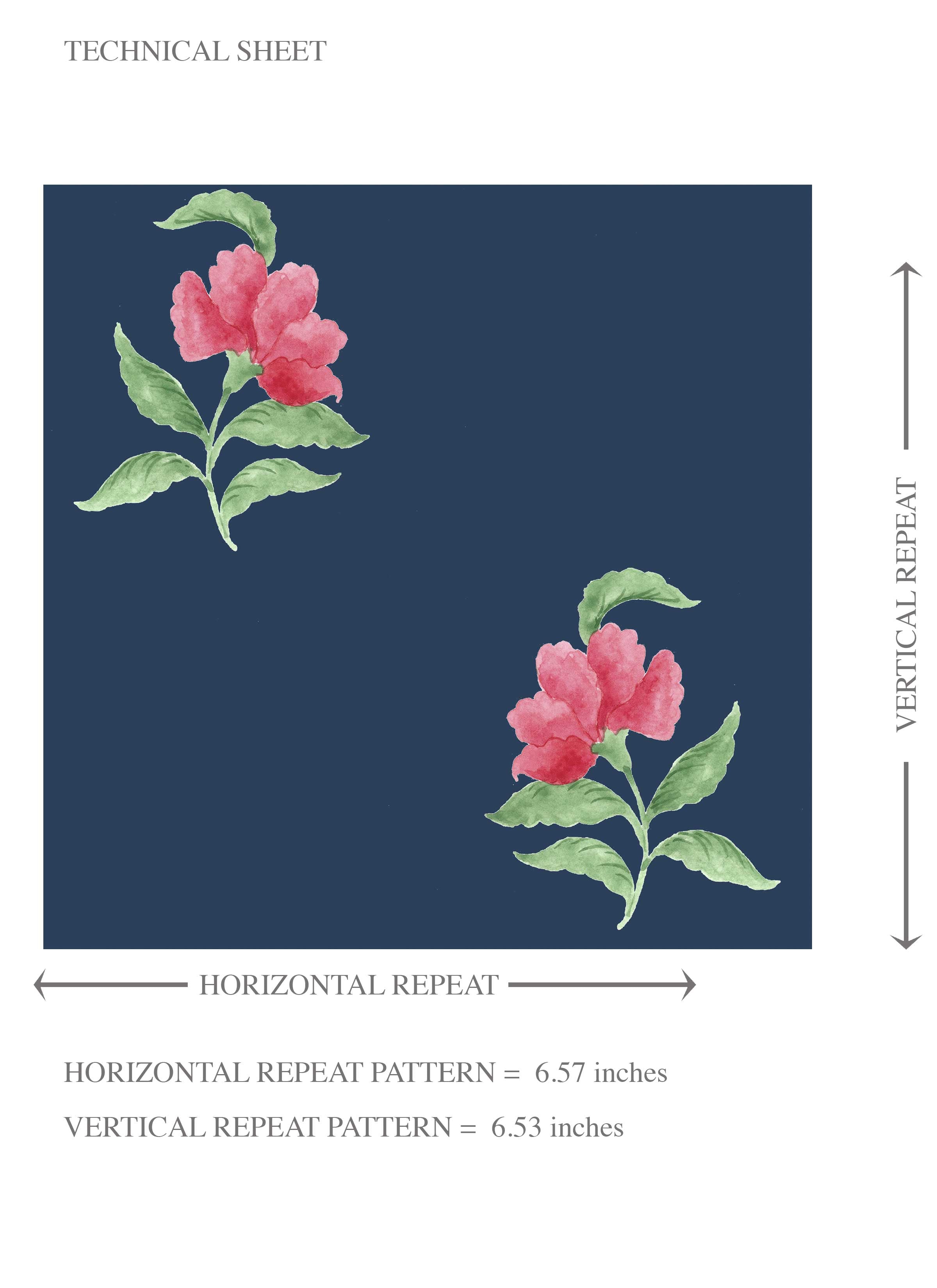 Vintage-Inspired Floral Block Print Kids Room Wallpaper (Navy Blue/ Pink/ Green)