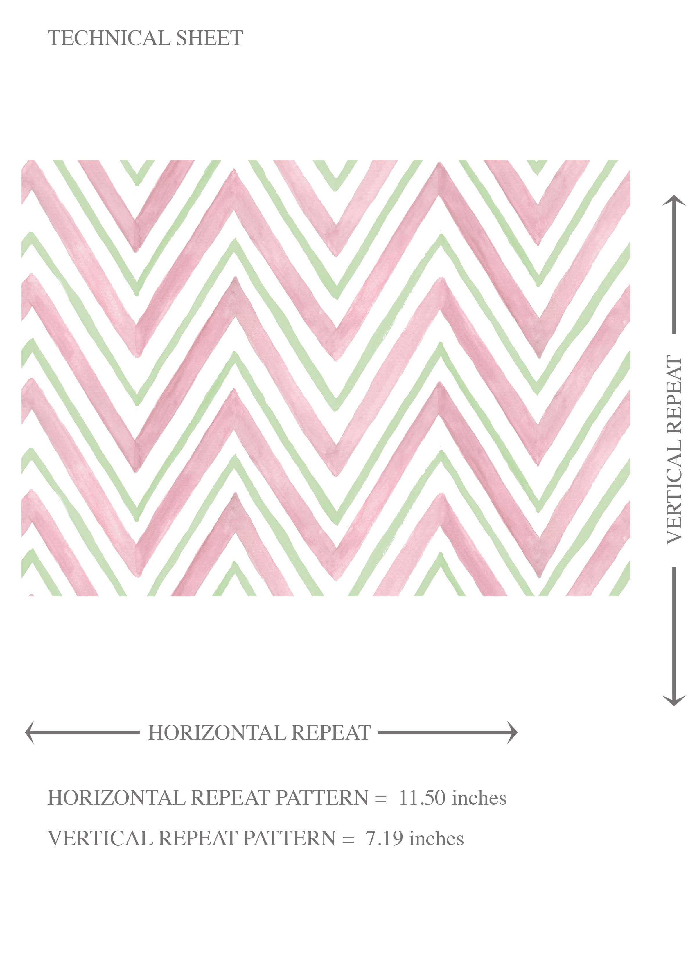 Geometric Zigzag/ Chevron Kids Room Wallpaper Sample (Soft Pink/ Green)