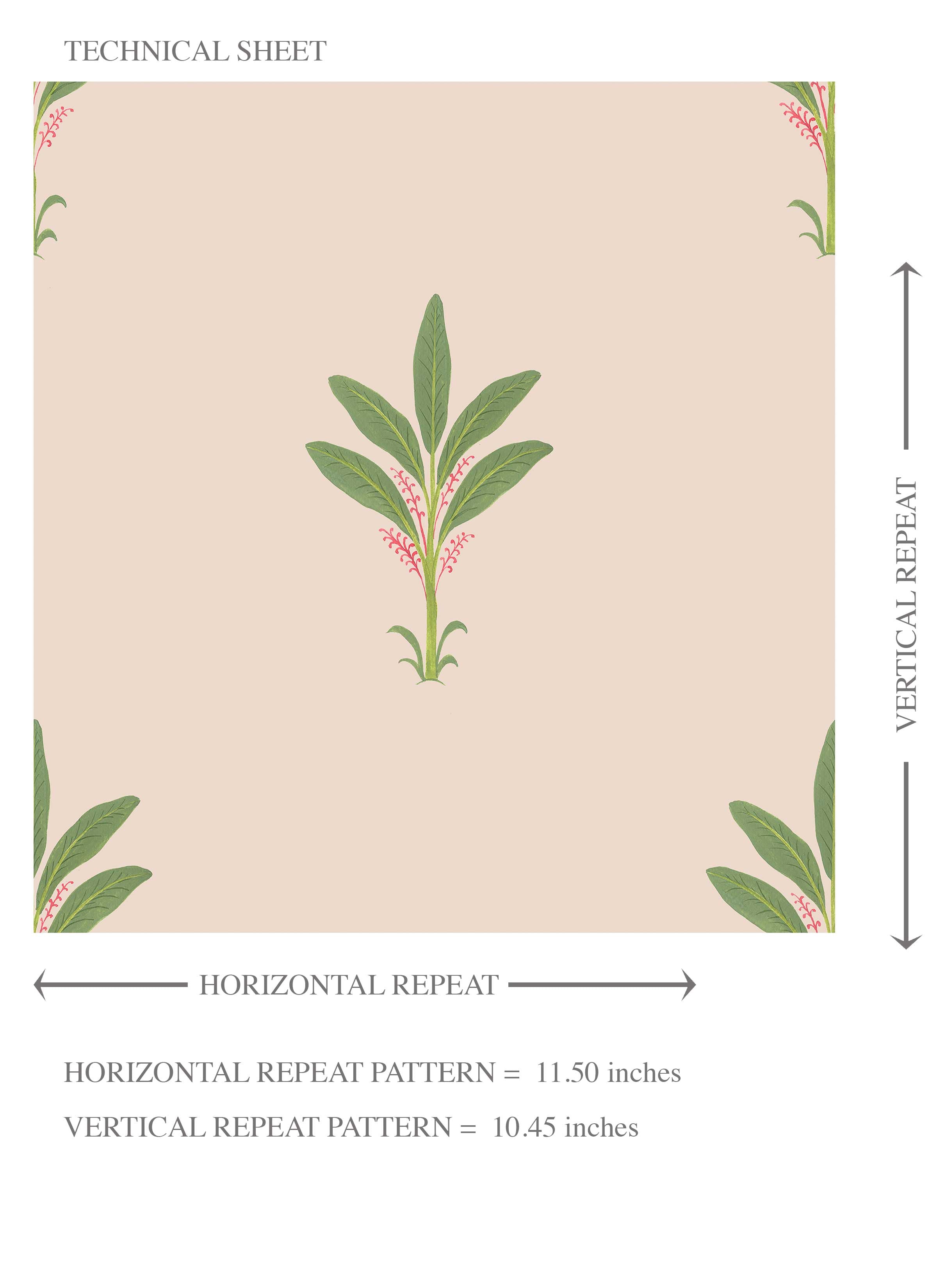 Vintage-Inspired Floral Block Print Kids Room Wallpaper (Pastel Pink/ Green)