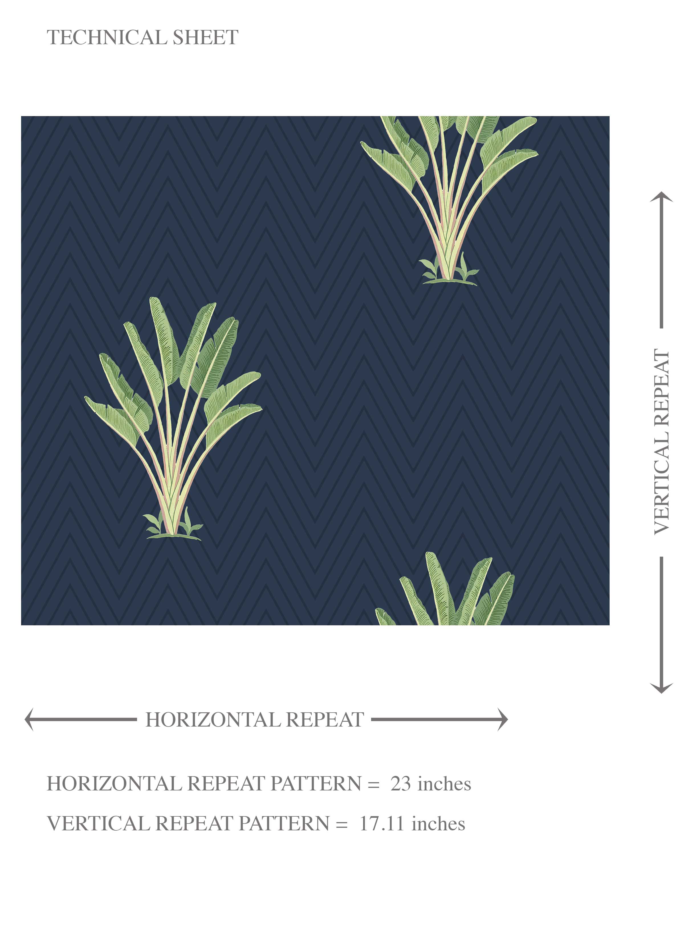 Botanical/ Floral Block Print Kids Room Wallpaper Sample (Midnight Blue/ Green)