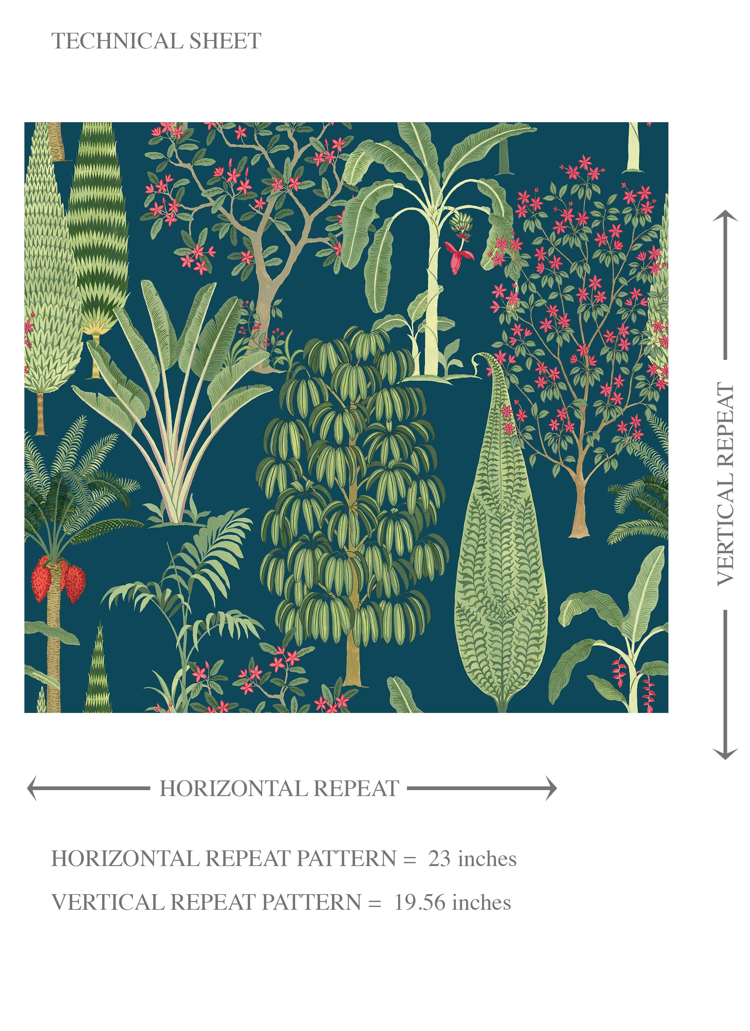 Tropical Floral/ Botanical Kids Room Wallpaper (Teal Blue/ Green/ Pink)