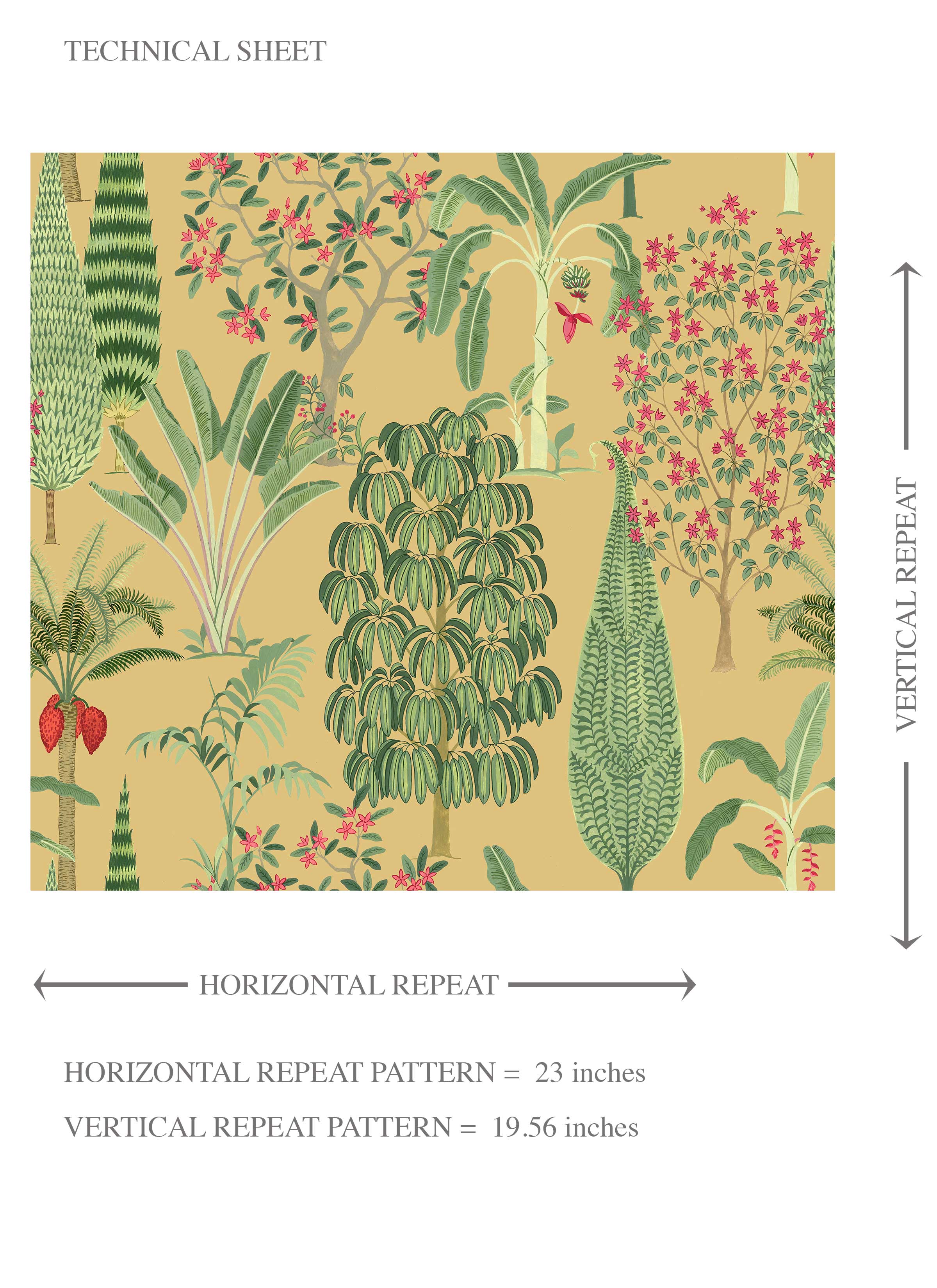 Tropical Floral/ Botanical Kids Room Wallpaper (Yellow/ Green/ Pink/ Red)