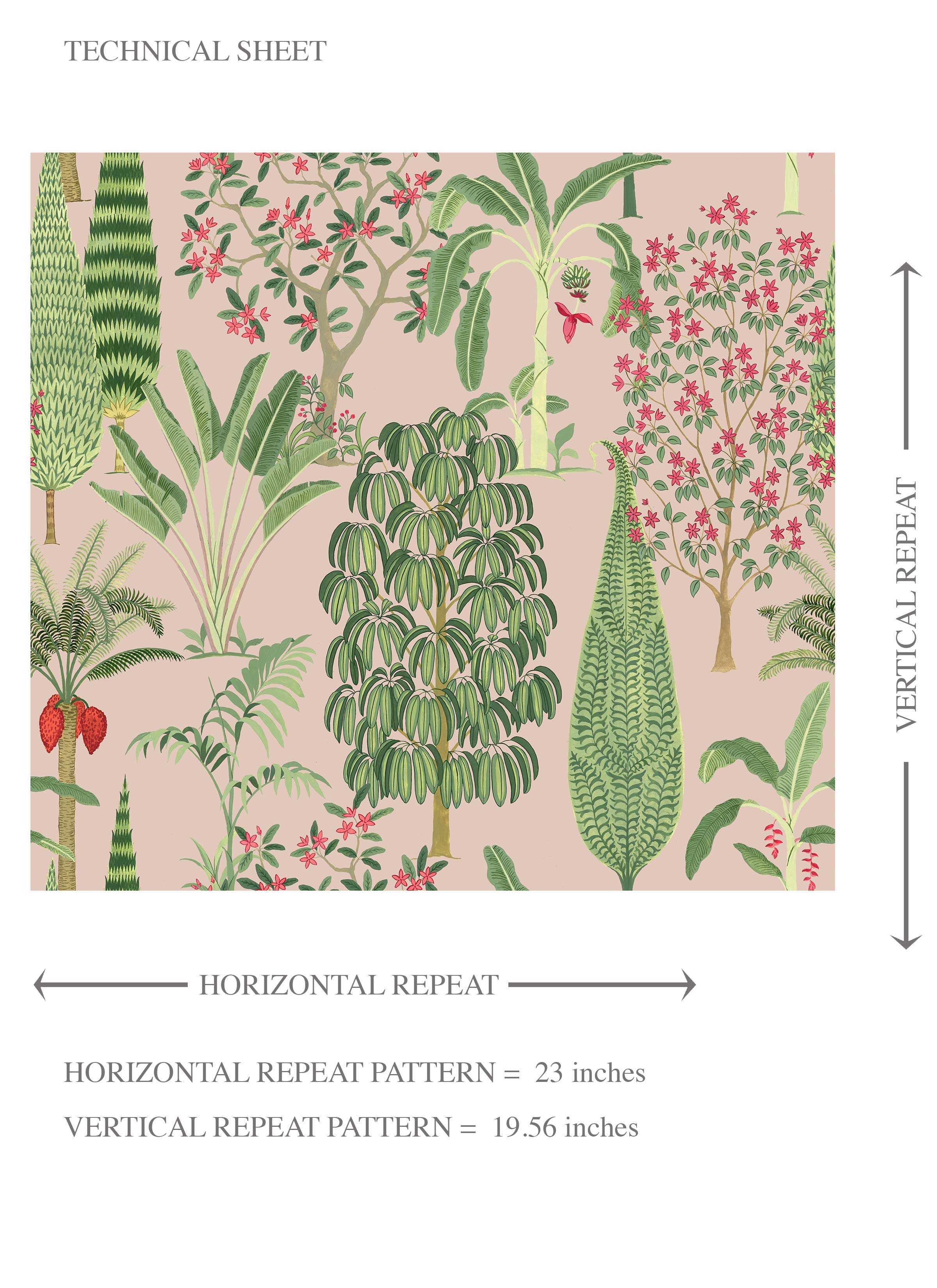 Tropical Floral/ Botanical Kids Room Wallpaper (Pink/ Green/ Red)