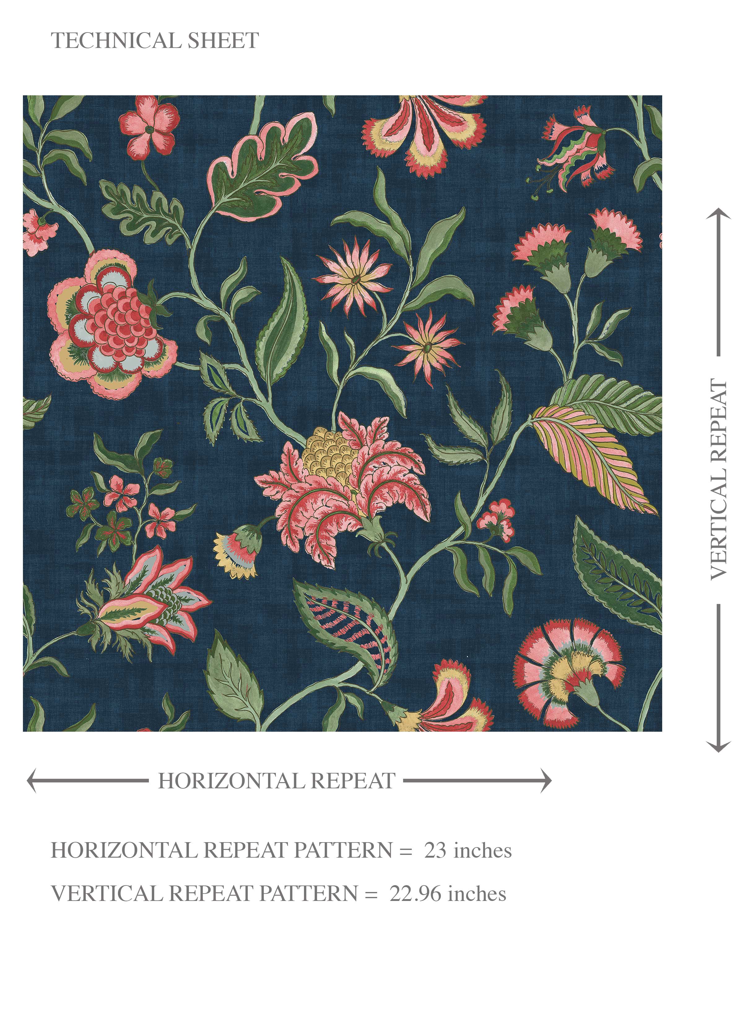 Botanical/ Floral Chinoiserie Kids Room Wallpaper (Navy Blue/ Pink/ Green/ Red)