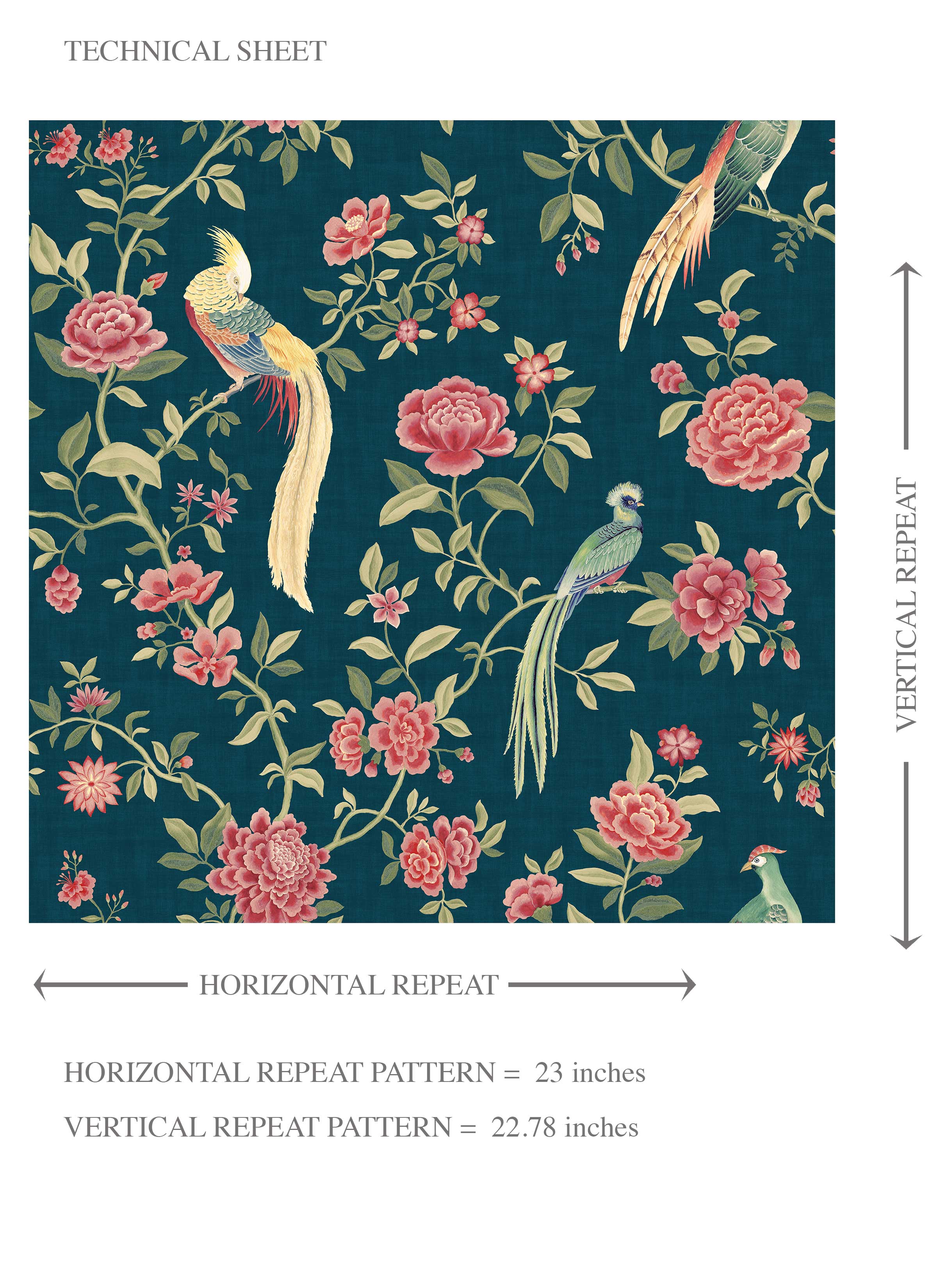 Floral Chinoiserie/ Nature Bird Print Kids Room Wallpaper (Teal Blue/ Pink/ Green/ Yellow)