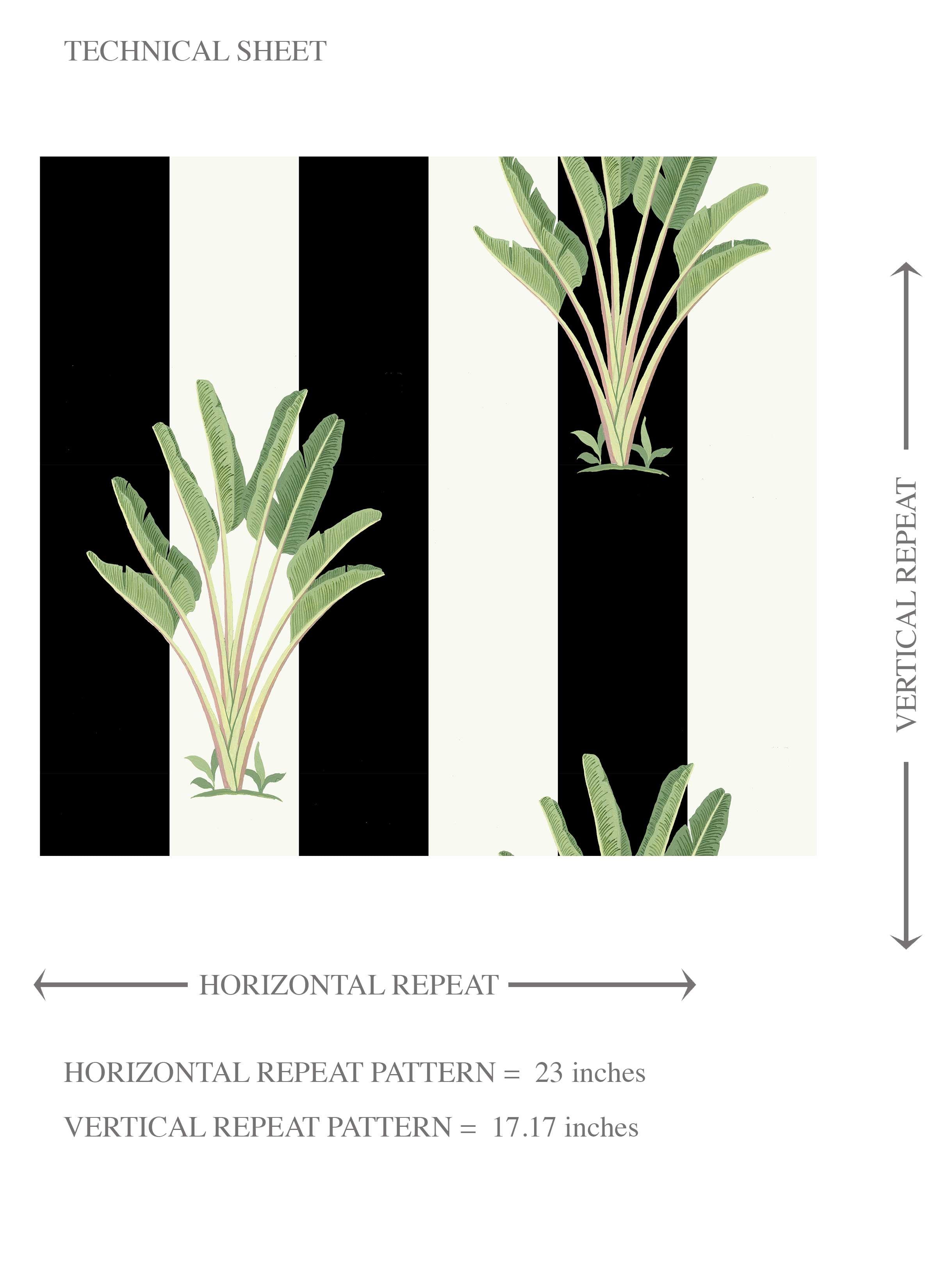 Geometric Floral Striped Kids Room Wallpaper Sample (Black/ White/ Green)
