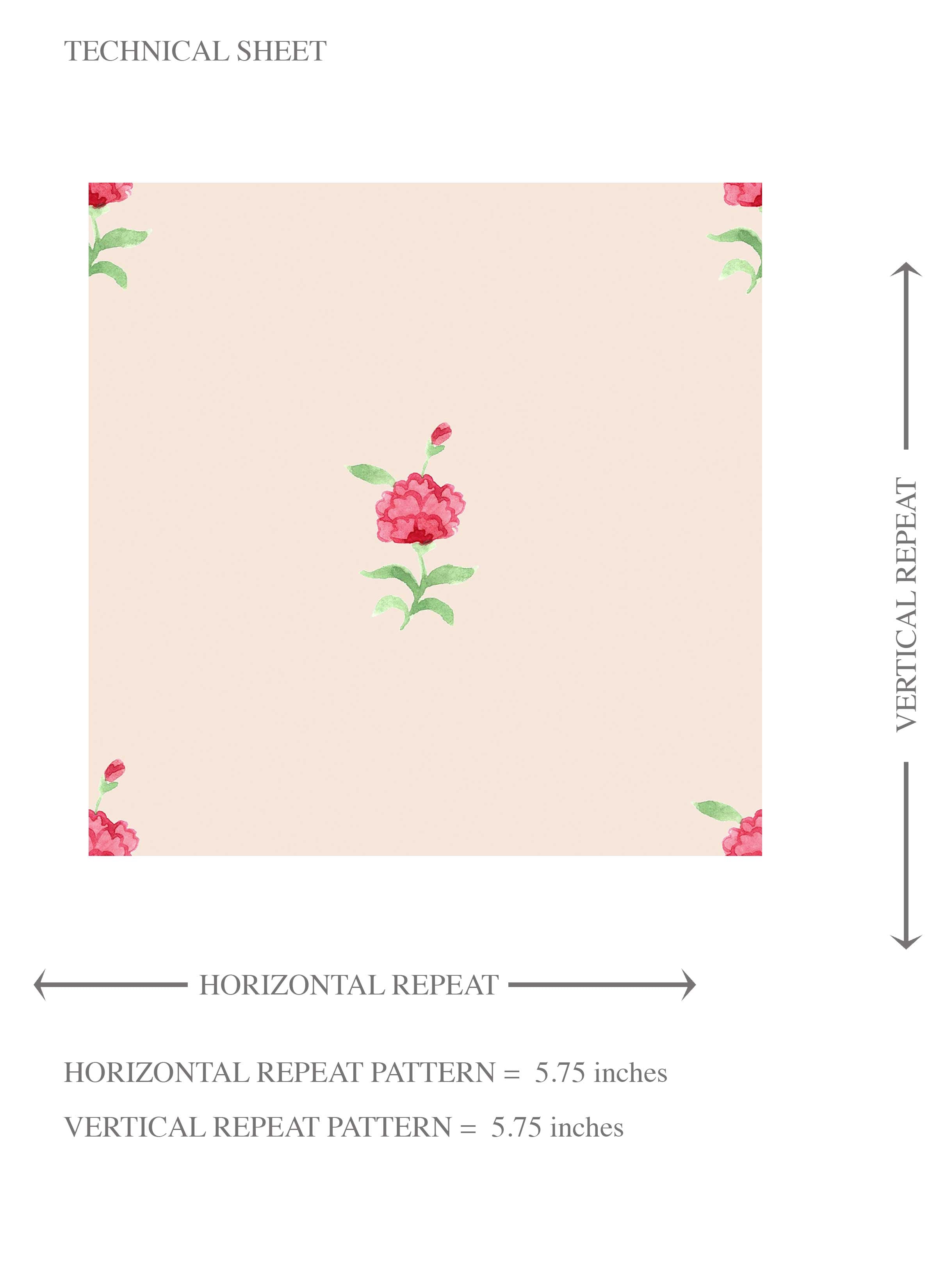 Vintage-Inspired Floral Block Print Kids Room Wallpaper (Pink/ Green)