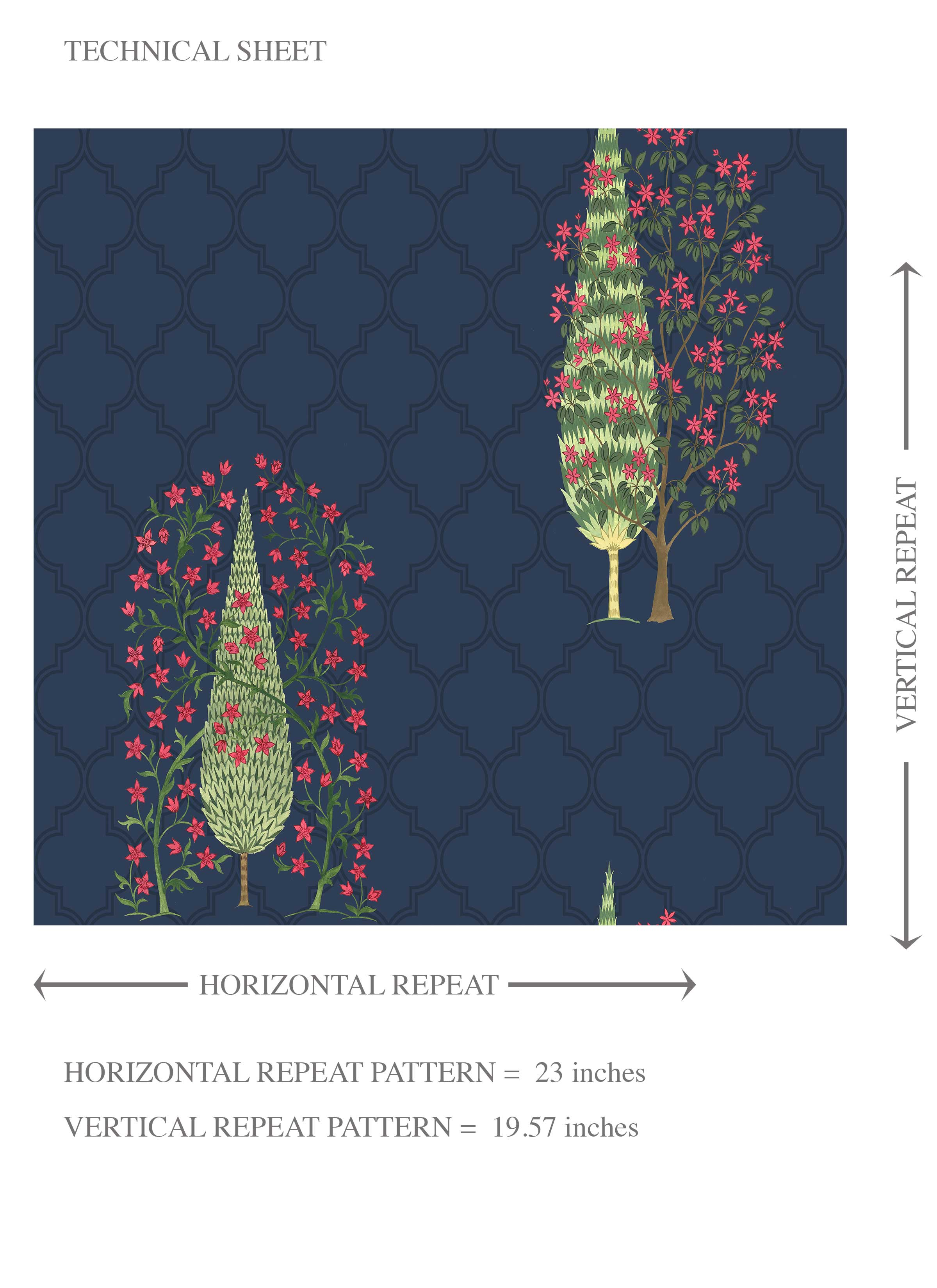 Botanical/ Floral Print Kids Room Wallpaper Sample (Navy Blue/ Pink/ Green)