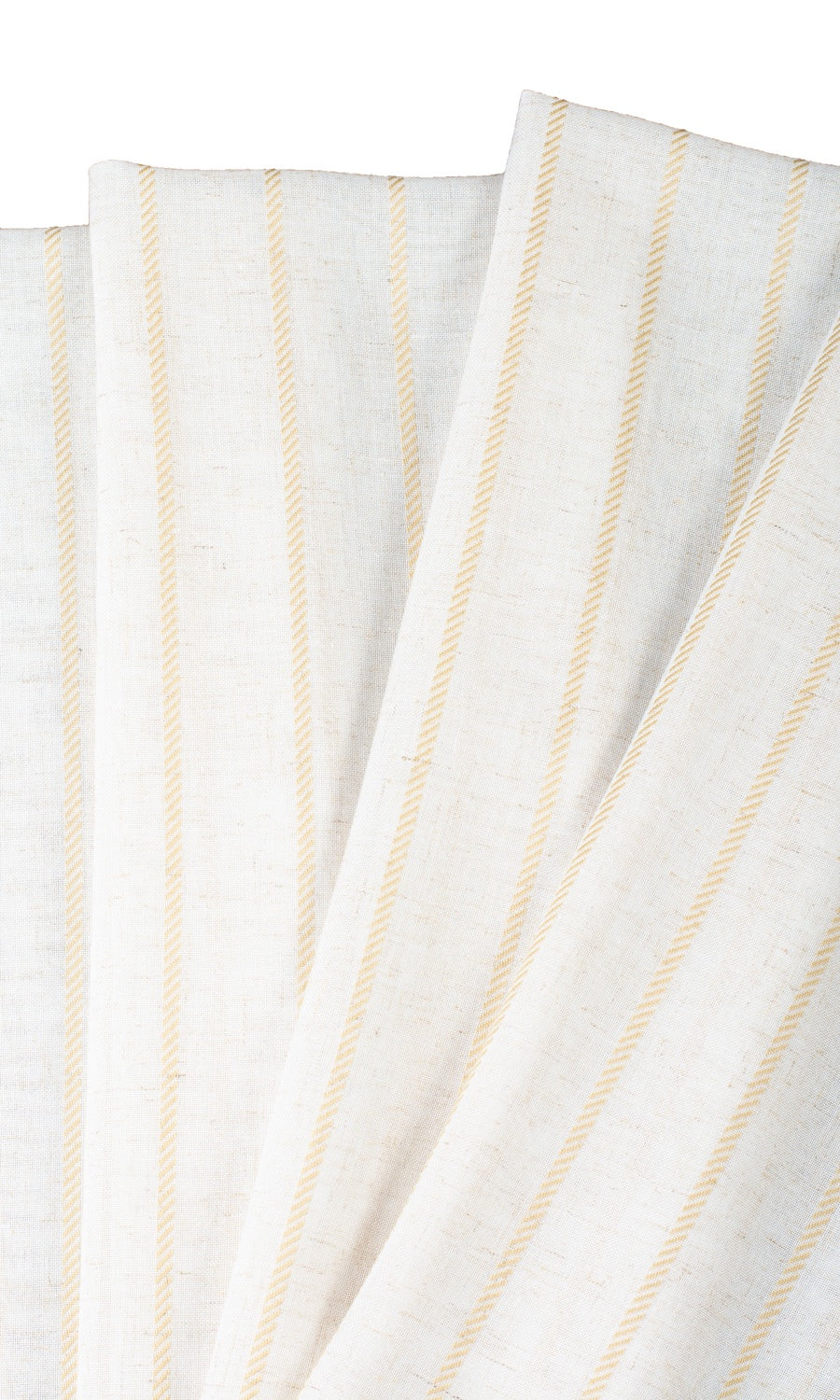Striped Sheer Fabric Material By the Yard (White/ Mustard Beige)