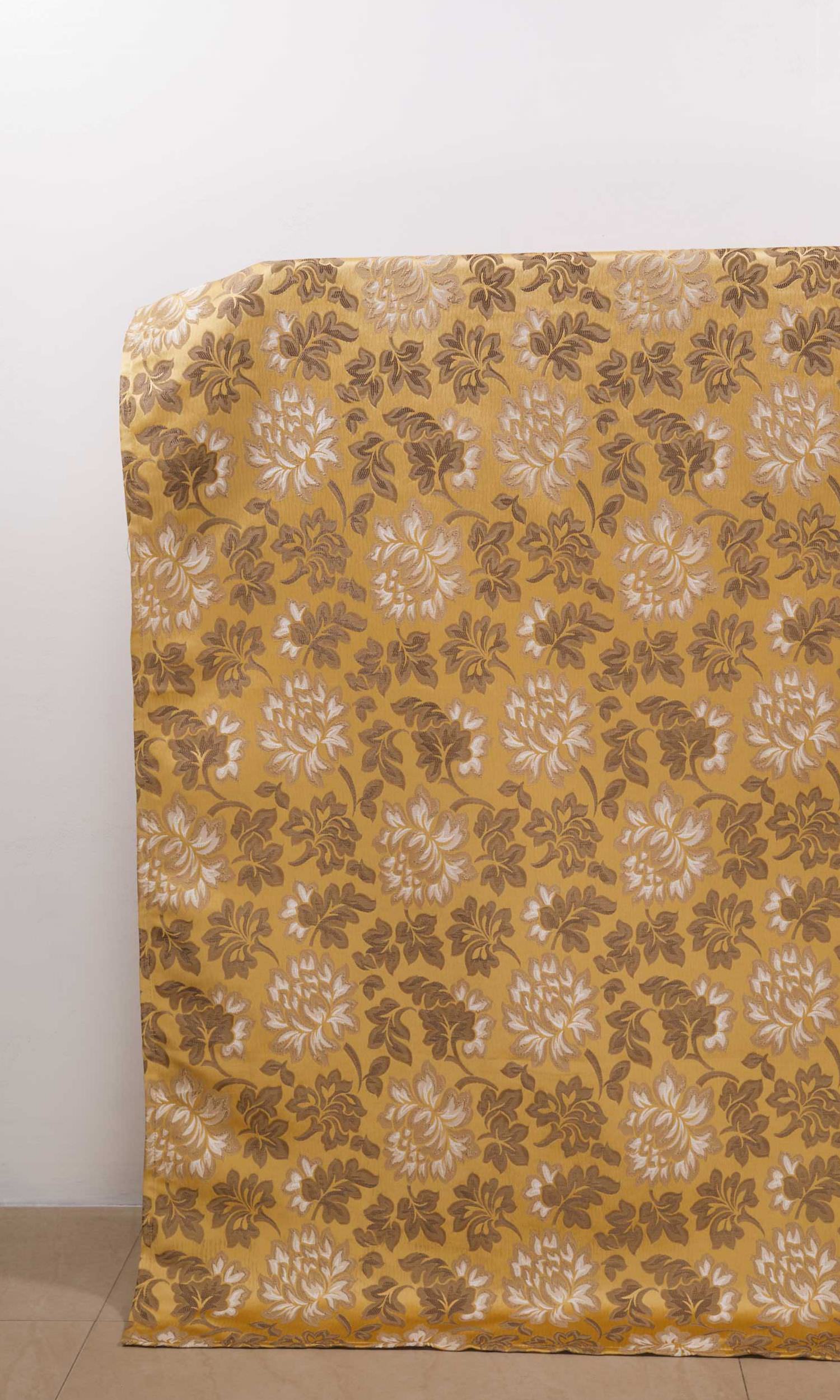 Floral Window Treatments Fabric By the Yard (Mustard)