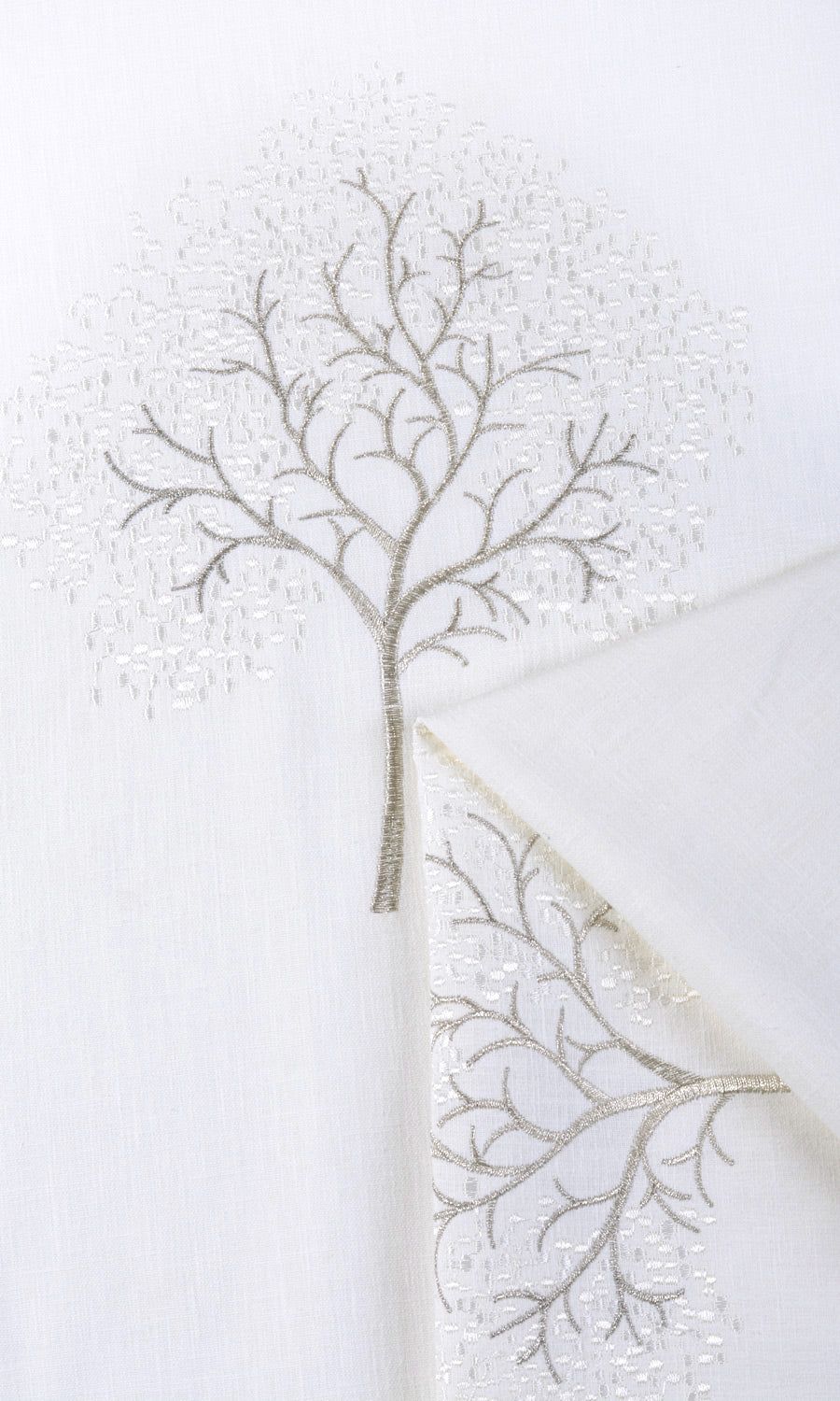 Embroidery Patterned Home Décor Fabric Sample (Pure White/ Gray)