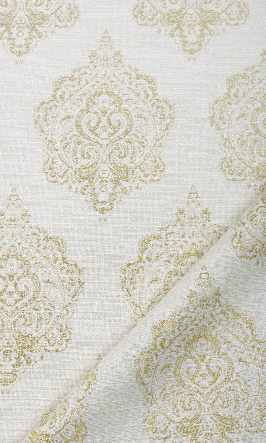 Patterned Fabric Material By the Yard (Off White/ Green)