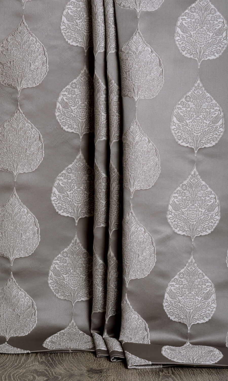 Ogee Patterned  Home Textile Fabric Material Sample (Pale Gray)