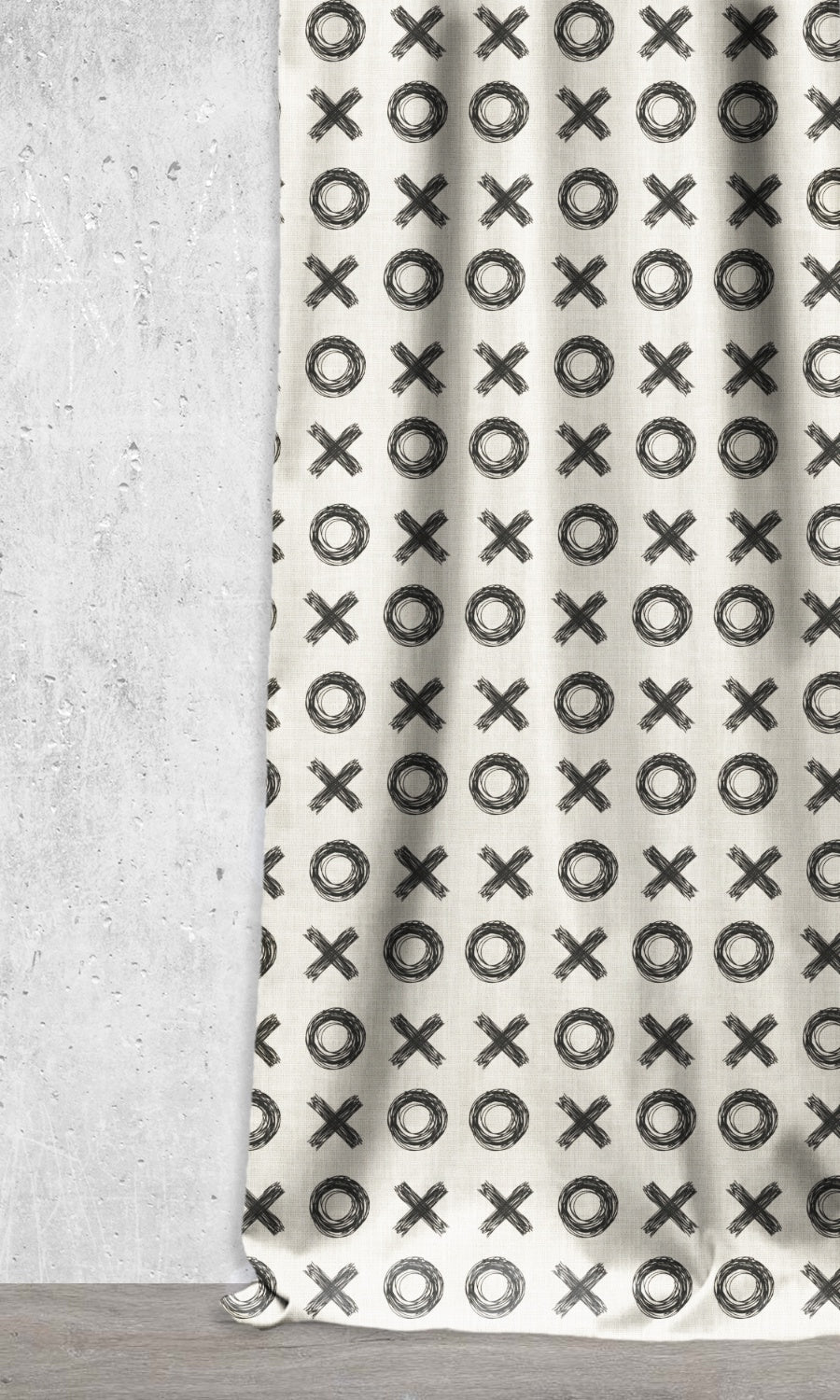 Print Home Décor Fabric Sample (Black/ Milky White)
