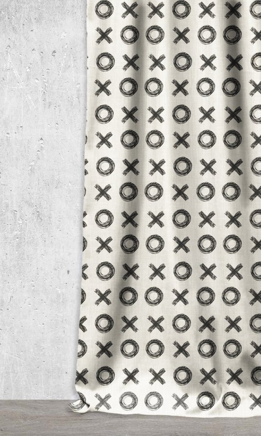 Print Home Décor Fabric Sample (Black/ Milky White)