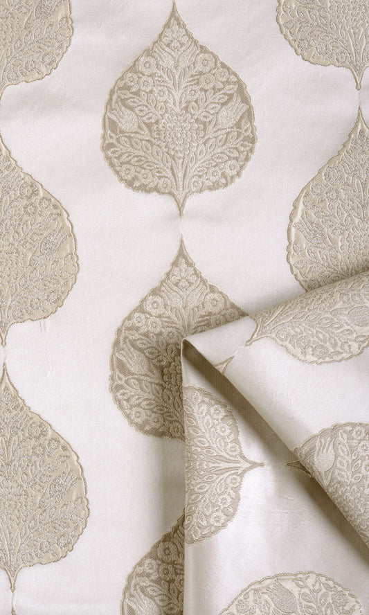 Ogee Patterned Home Décor Fabric By the Yard (Ivory/ Beige)
