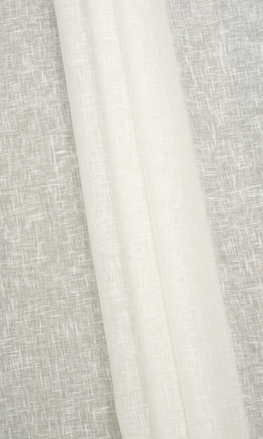 Linen-Texture Semi-Sheer Fabric Material By the Yard (Milky White)