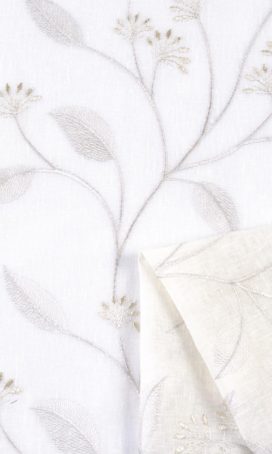 Sheer Floral Embroidered Window Treatments Fabric By the Yard (White/ Cream)