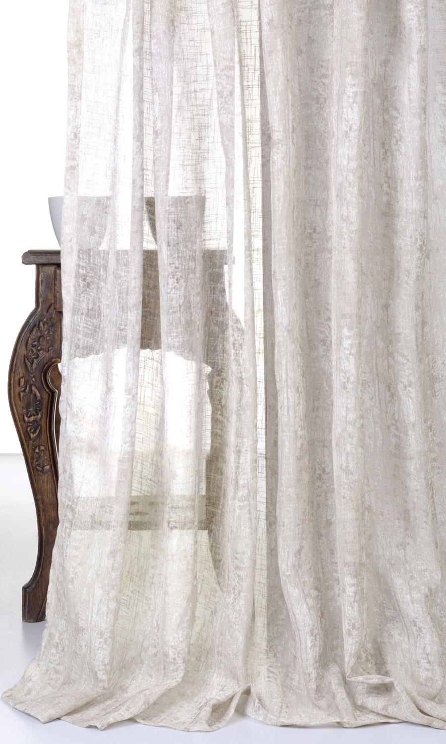 Textured Sheer Window Treatments Fabric Sample (Ivory/ Greige)