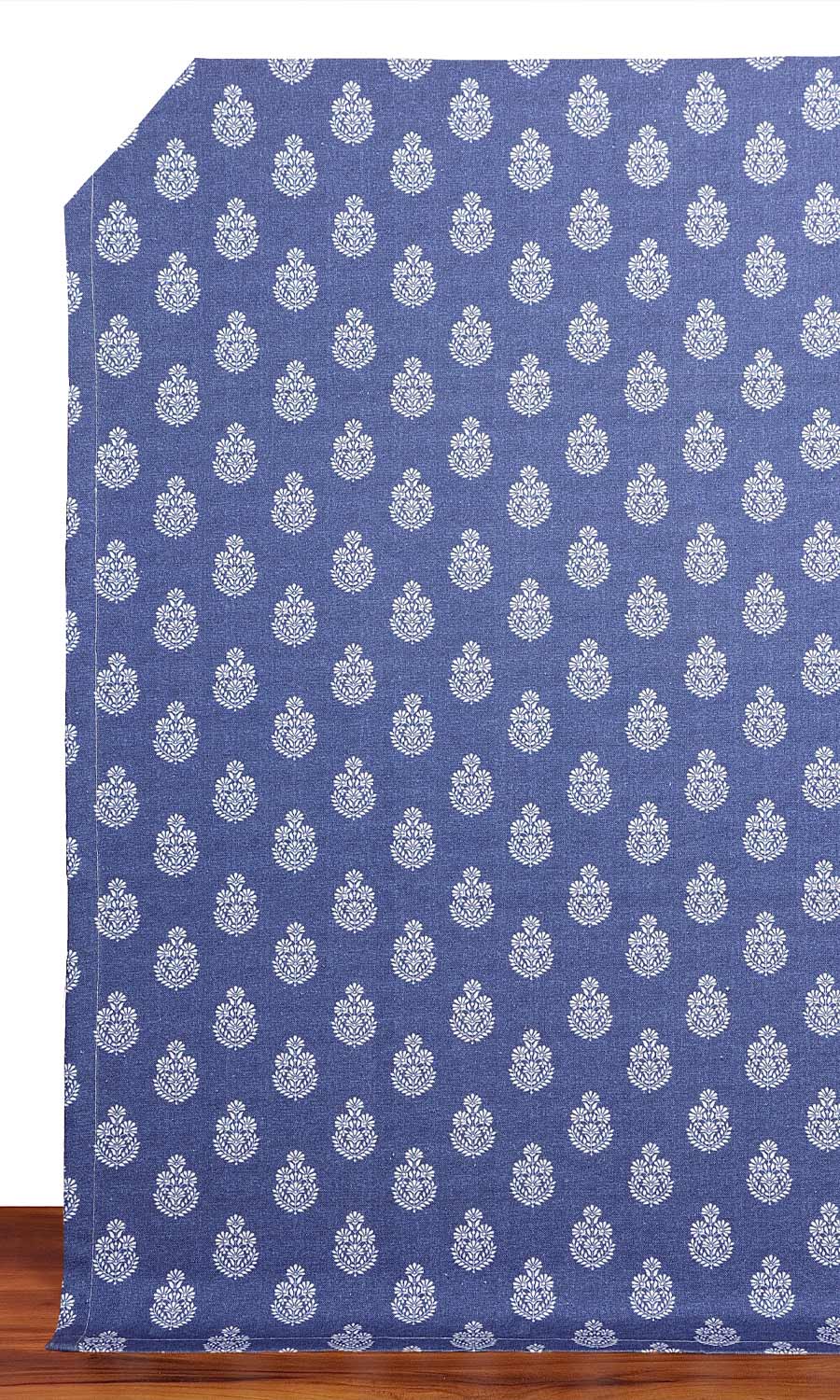 Floral Cotton Window Treatments Fabric By the Yard (Blue)