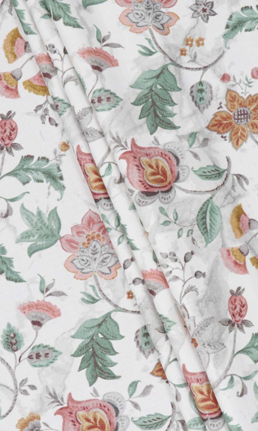 Floral Cotton Fabric By the Yard for Curtains & Drapes (Red/ Pink/ Green)