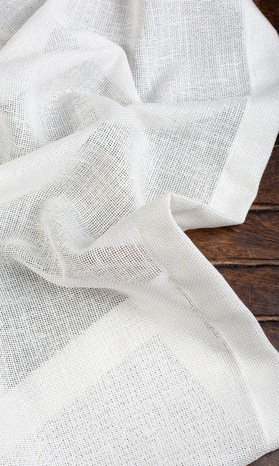Textured Sheer Free Fabric Material Sample (White)