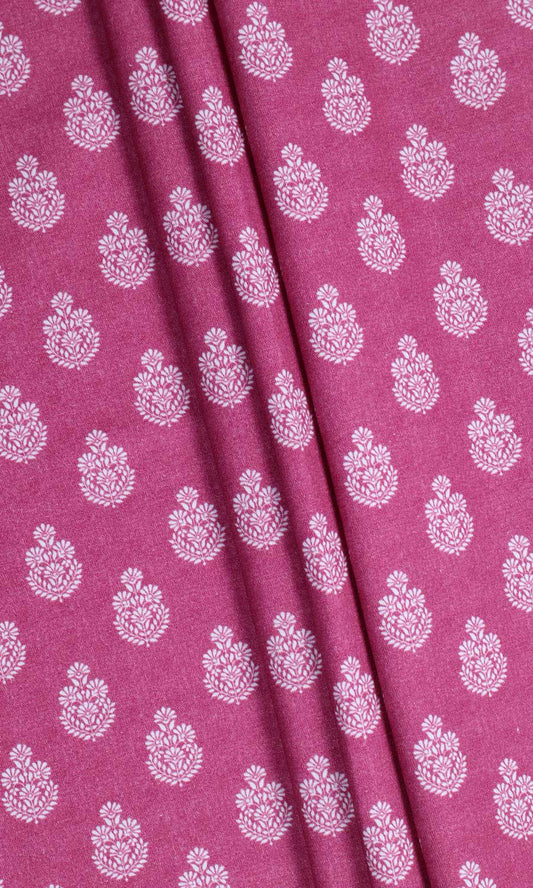 Floral Cotton Home Décor Fabric By the Yard (Magenta Pink)