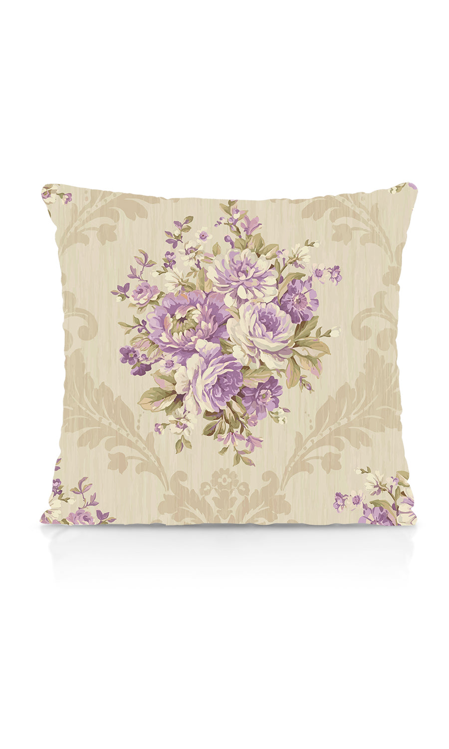 Dimout Floral Free Fabric Material Sample (Purple/ Ivory/ Grey)