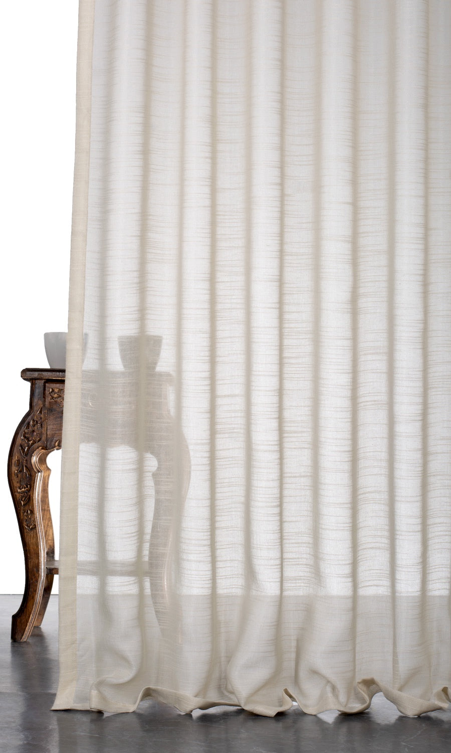 Textured Sheer Window Treatments Fabric By the Yard (Pale Beige/ Warm Ivory)