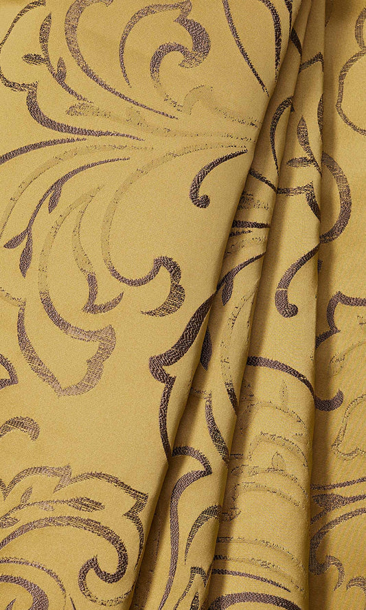 Floral Embroidered Home Décor Fabric By the Yard (Mustard Yellow)