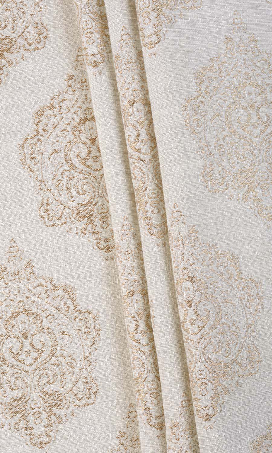 Damask Fabric Material By the Yard (Off White/ Pale Beige)