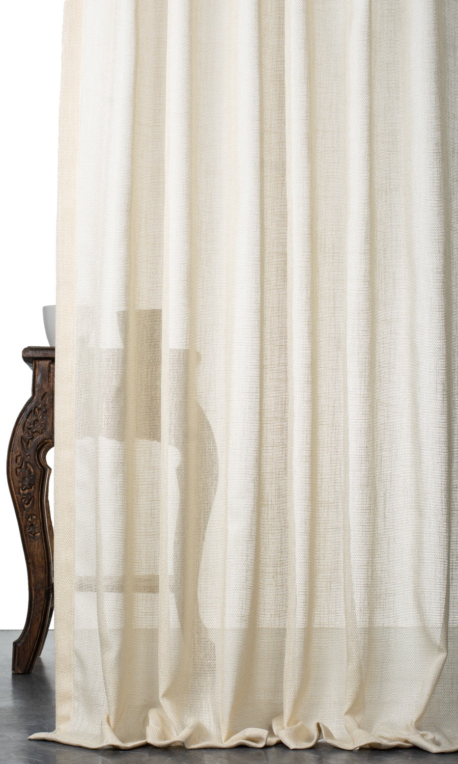Plain Sheer Home Décor Fabric By the Yard (Pale Beige/ Warm Ivory)