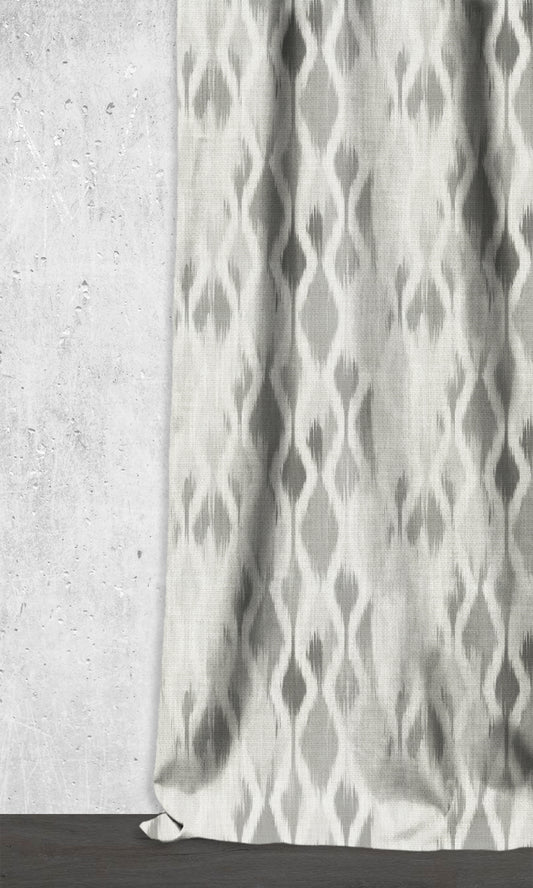 Ikat-Style Drapes (Eggshell White/ Pewter Grey)