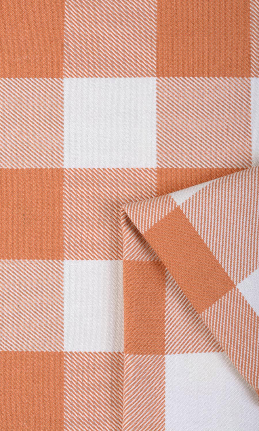 Buffalo Check Home Textile Fabric Material Sample (Melon Orange/ White)