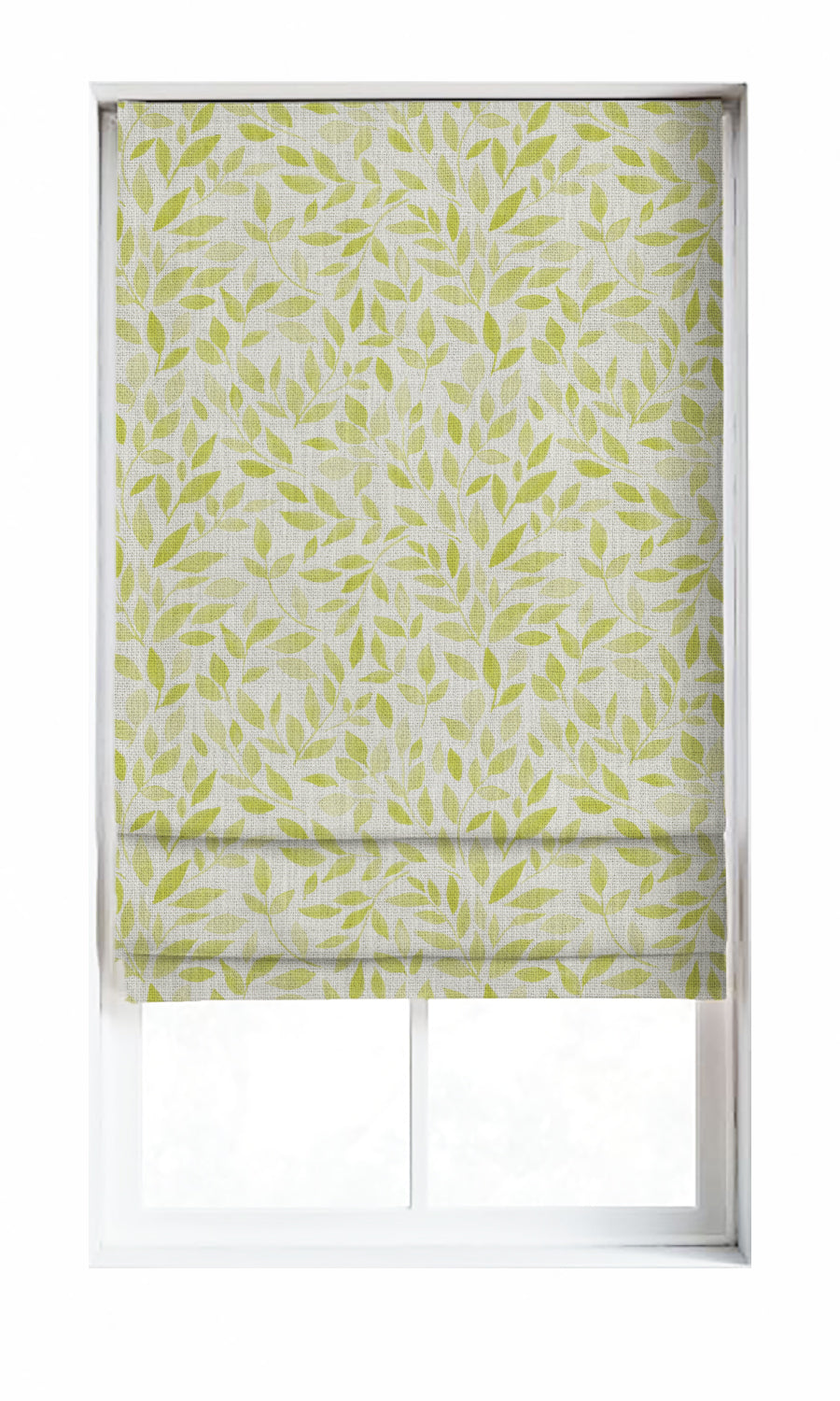 Botanical Print Window Treatments Fabric Sample (White/ Green)