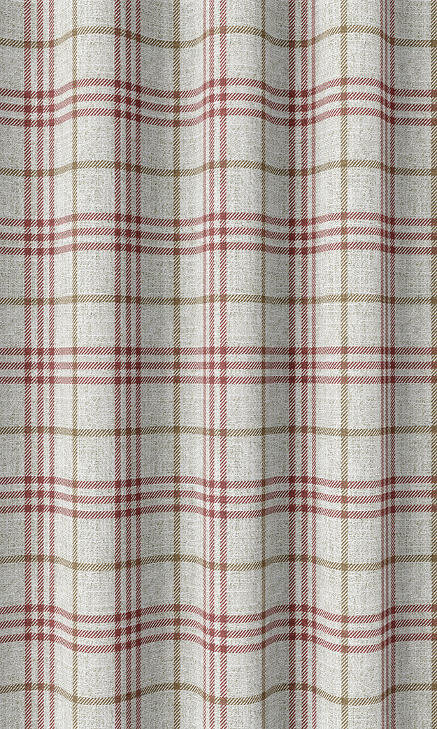 Modern Check Home Textile Fabric Material By the Yard (Linen White/ Red)