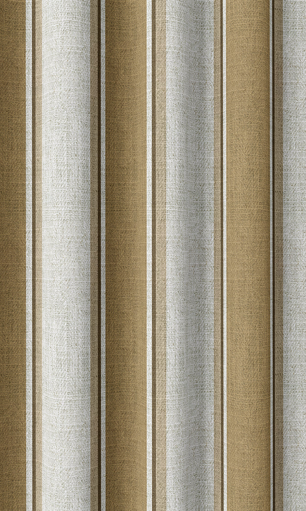 Striped Home Textile Fabric Material Sample (Ochre Yellow/ White/ Brown)